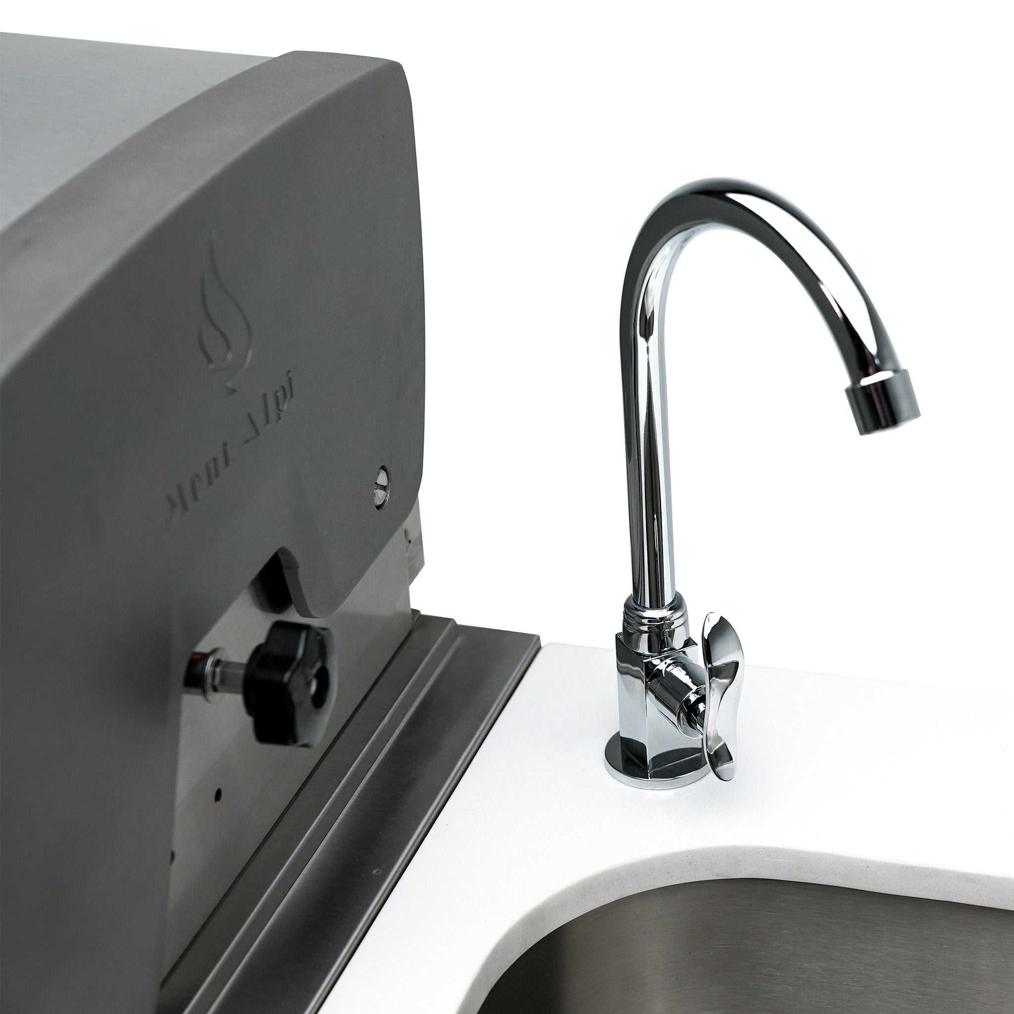 805 Original Stainless Steel 6-Burner Outdoor Kitchen Island with 90 Degree Corner and Beverage Center