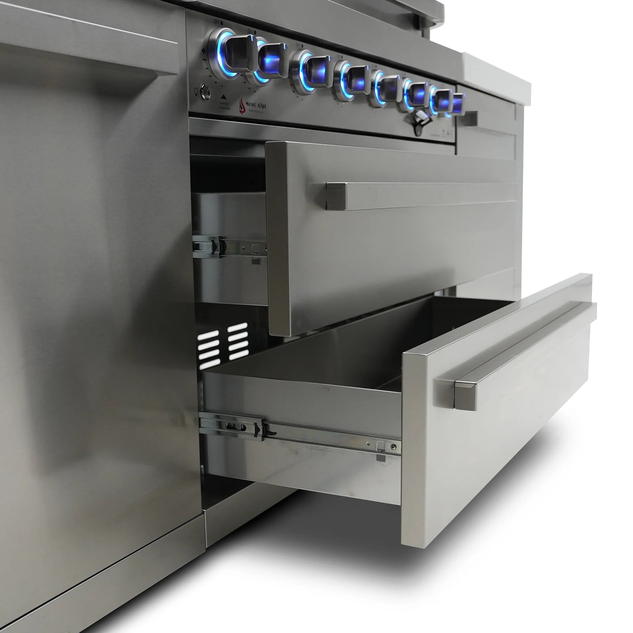 805 Original 8 ft. Stainless Steel 6-Burner Outdoor Kitchen Island with 90-Degree Corner