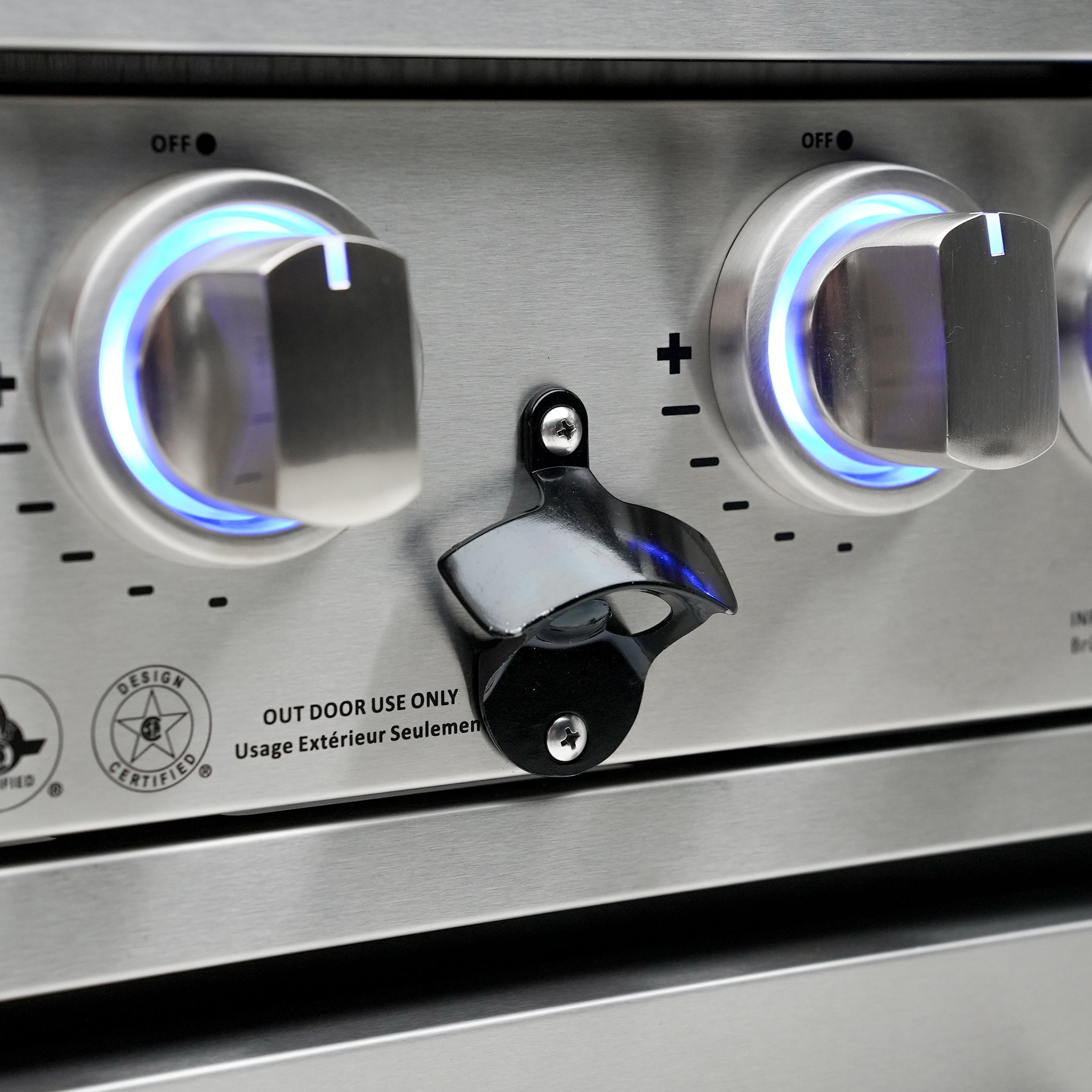 805 Original 8 ft. Stainless Steel 6-Burner Outdoor Kitchen Island with 90-Degree Corner Beverage Center and Fridge Cabinet