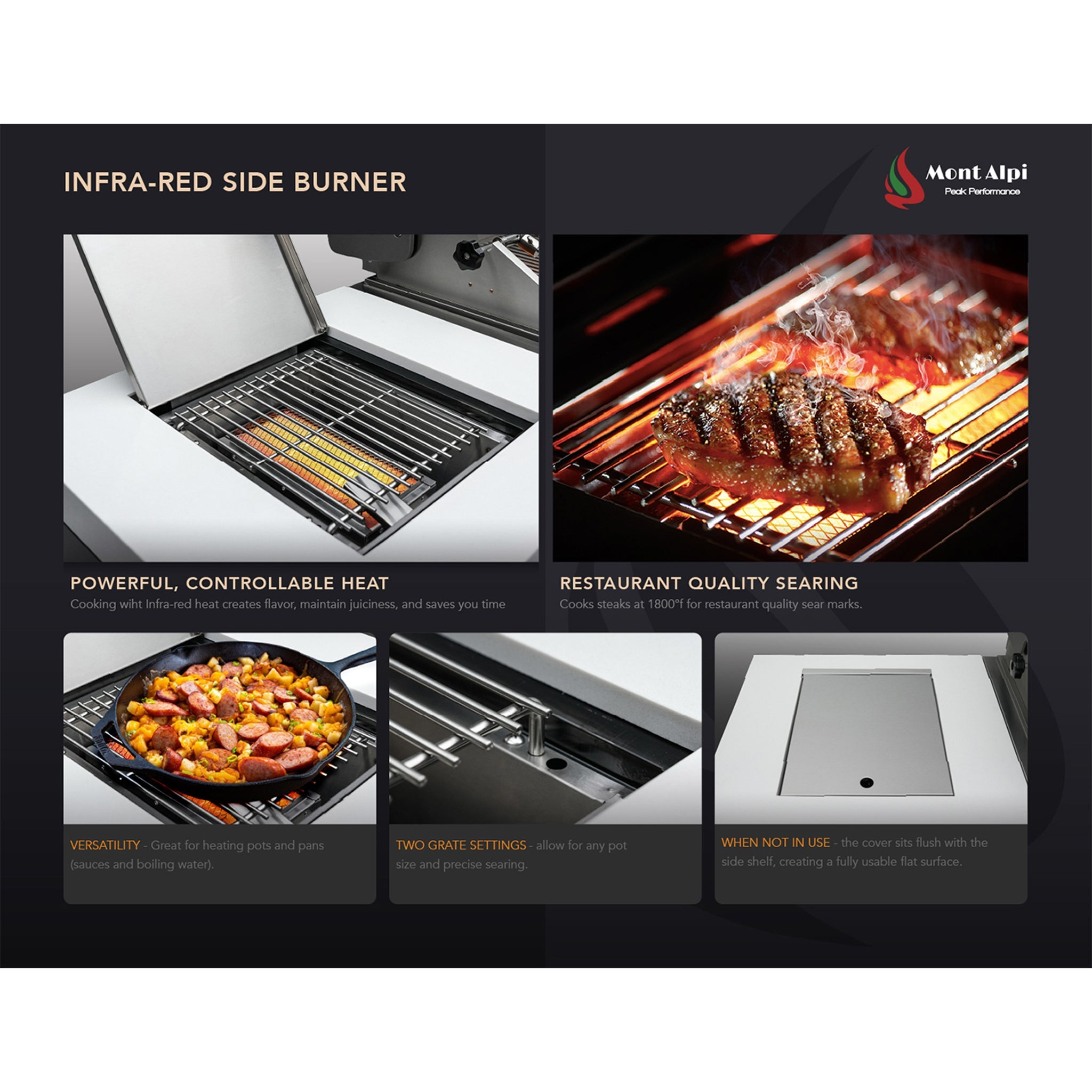 805 Original 8 ft. Stainless Steel 6-Burner Outdoor Kitchen Island with 90-Degree Corner Beverage Center and Fridge Cabinet