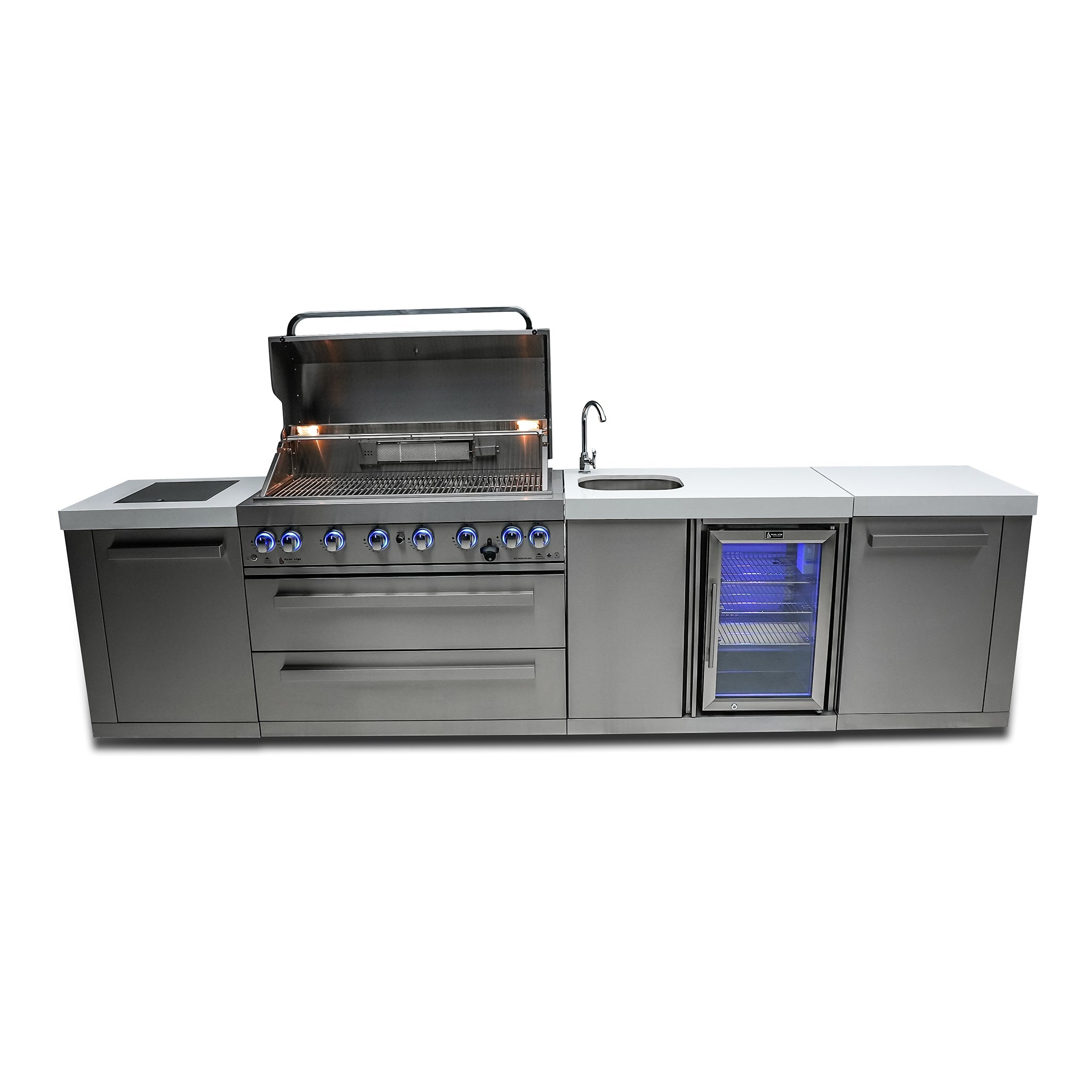 805 Original 11 ft. Stainless Steel 6-Burner Outdoor Kitchen Island with Beverage Center