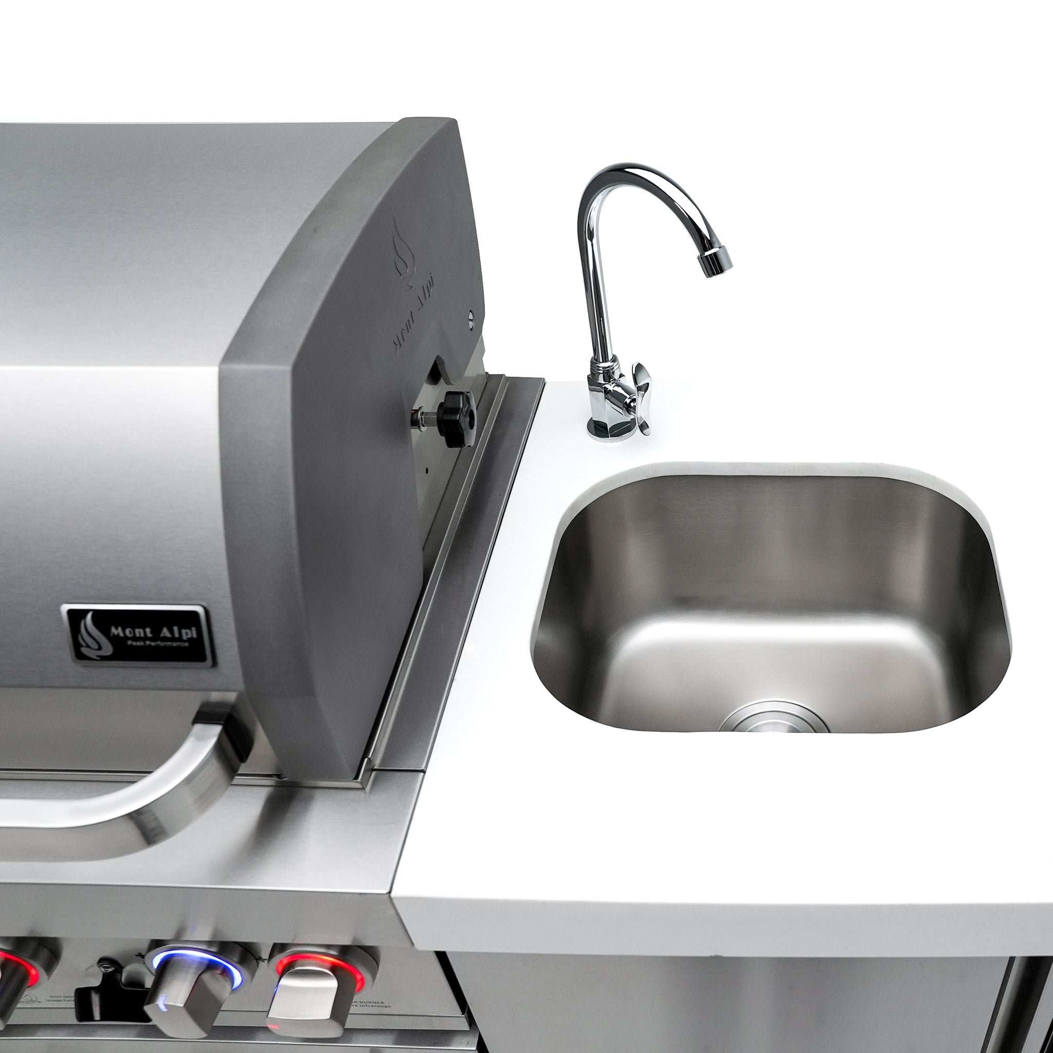 805 11 ft. Black Stainless Steel 6-Burner Outdoor Kitchen Island with Beverage Center