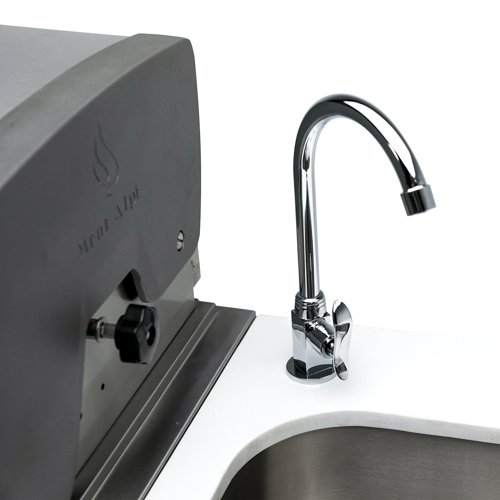 805 11 ft. Black Stainless Steel 6-Burner Outdoor Kitchen Island with Beverage Center