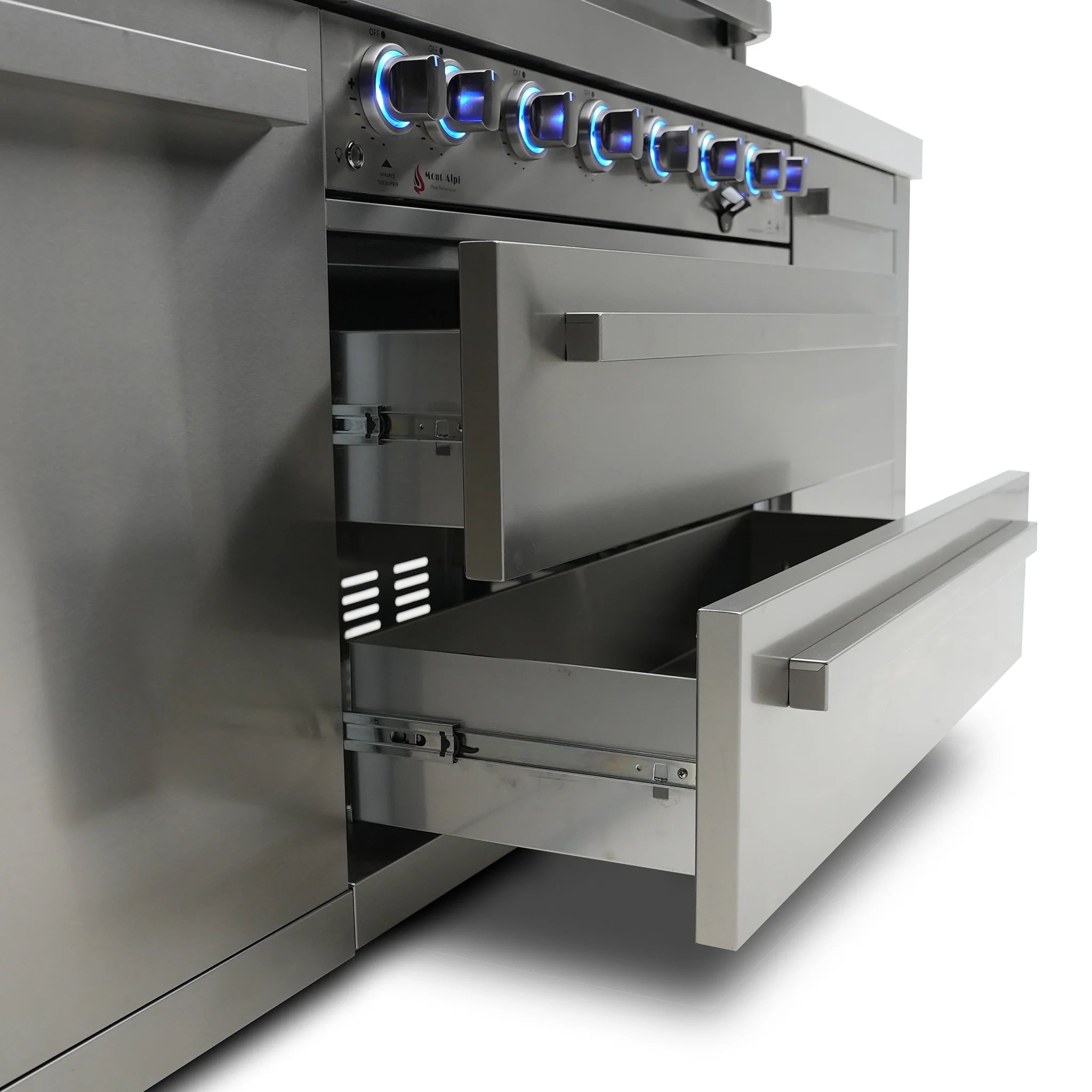 805 Deluxe Stainless Steel 6-Burner Outdoor Kitchen Island with 45-Degree Corners