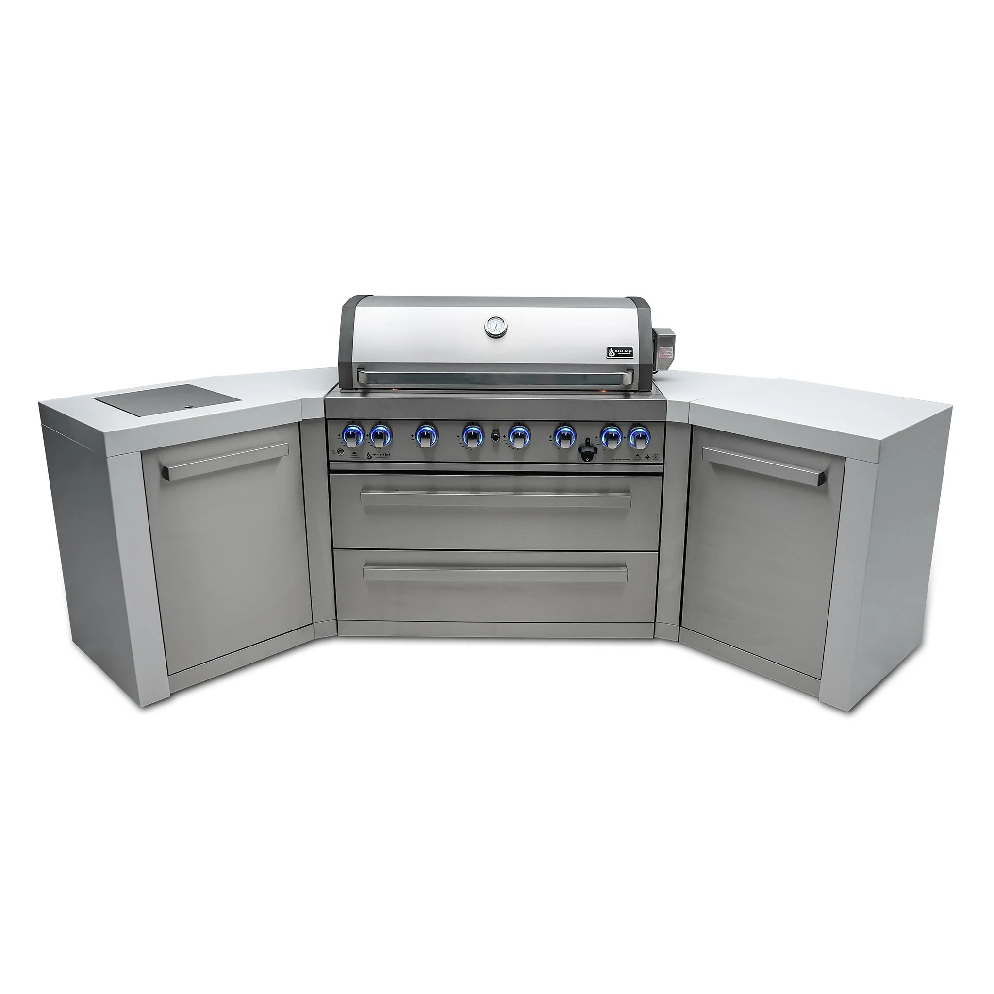 805 Deluxe Stainless Steel 6-Burner Outdoor Kitchen Island with 45-Degree Corners