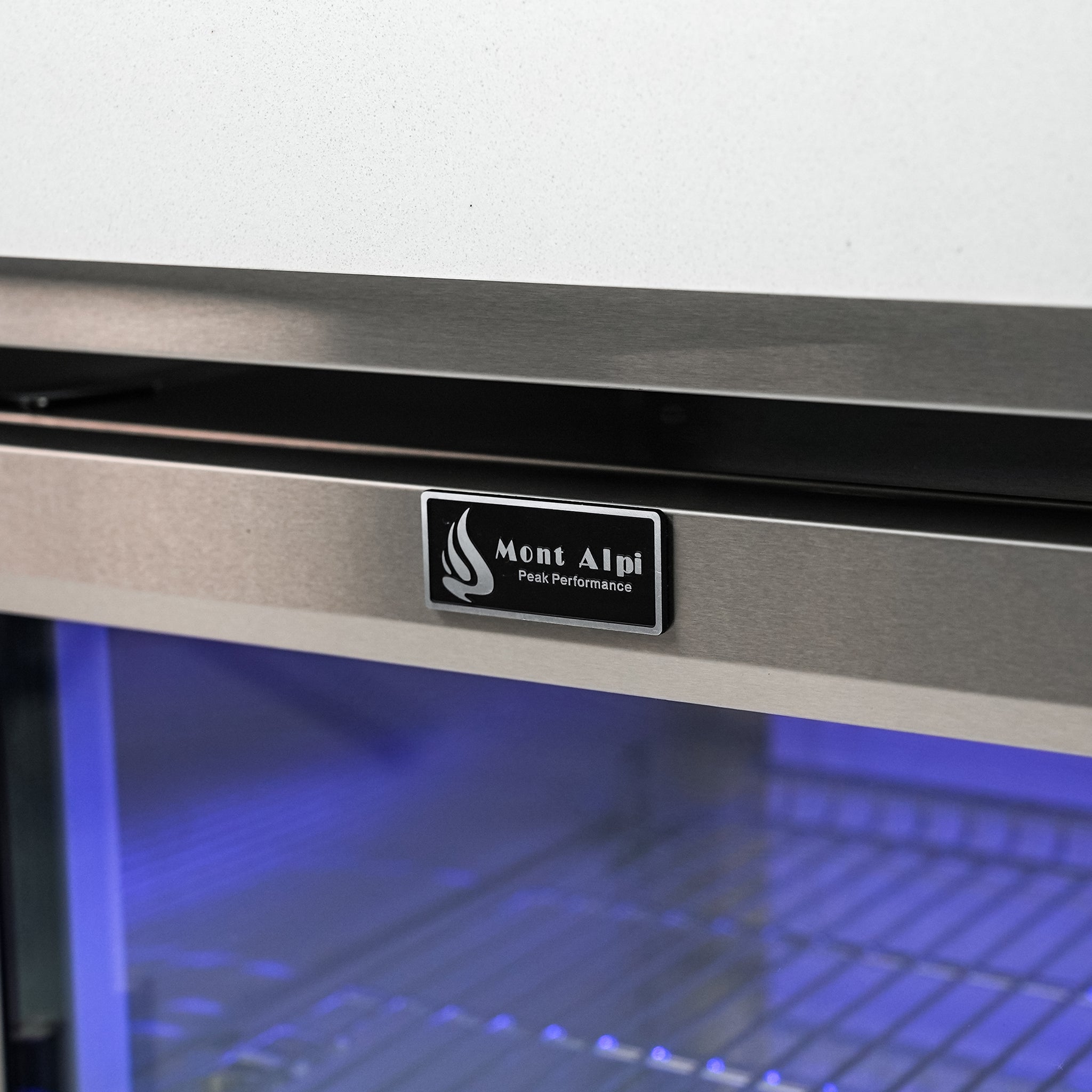 805 Deluxe 9.5 ft. Stainless Steel 6-Burner Outdoor Kitchen Island with 45 Degree Corners and Fridge Cabinet