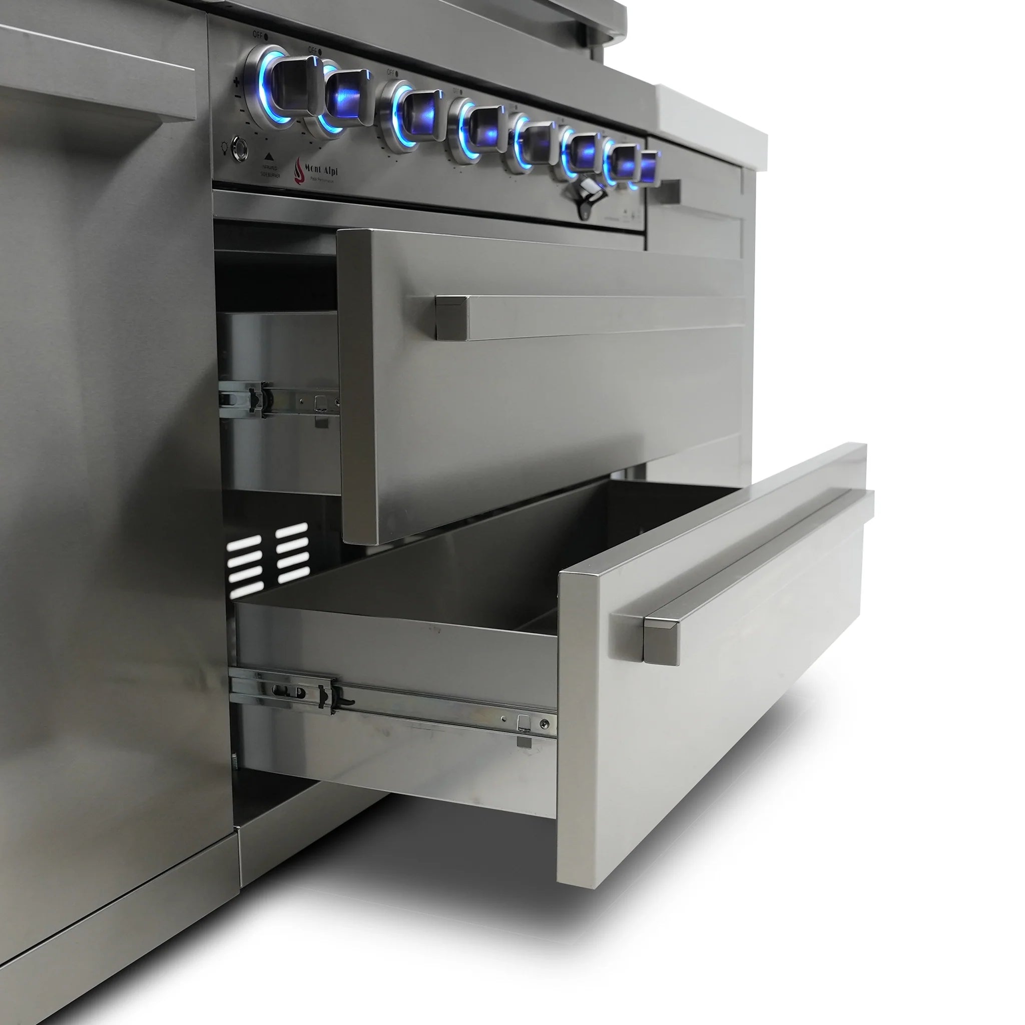 805 Deluxe 11 ft. Stainless Steel 6-Burner Outdoor Kitchen Island with Beverage Center