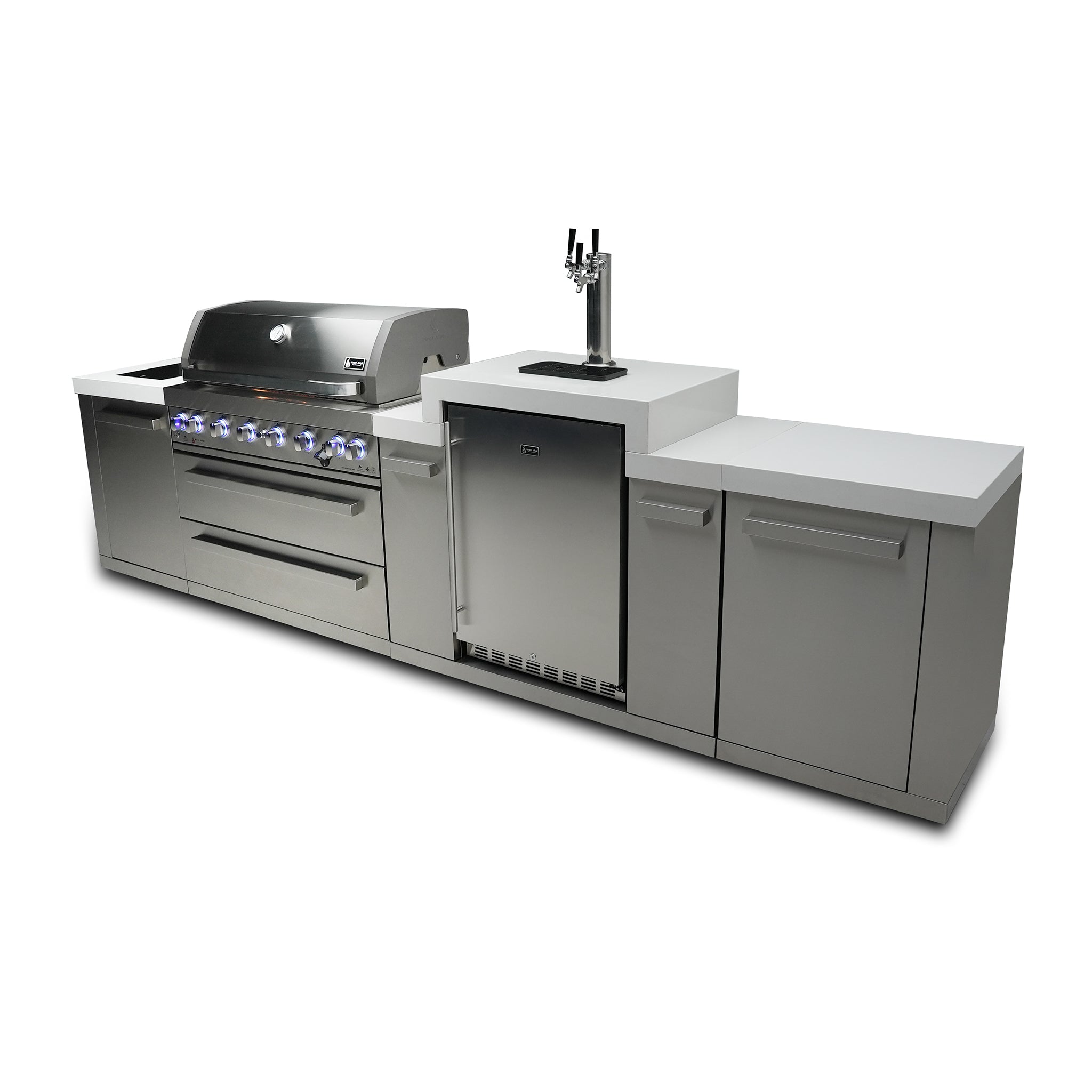 805 12 ft. Stainless Steel 6-Burner Outdoor Kitchen Island with Kegerator