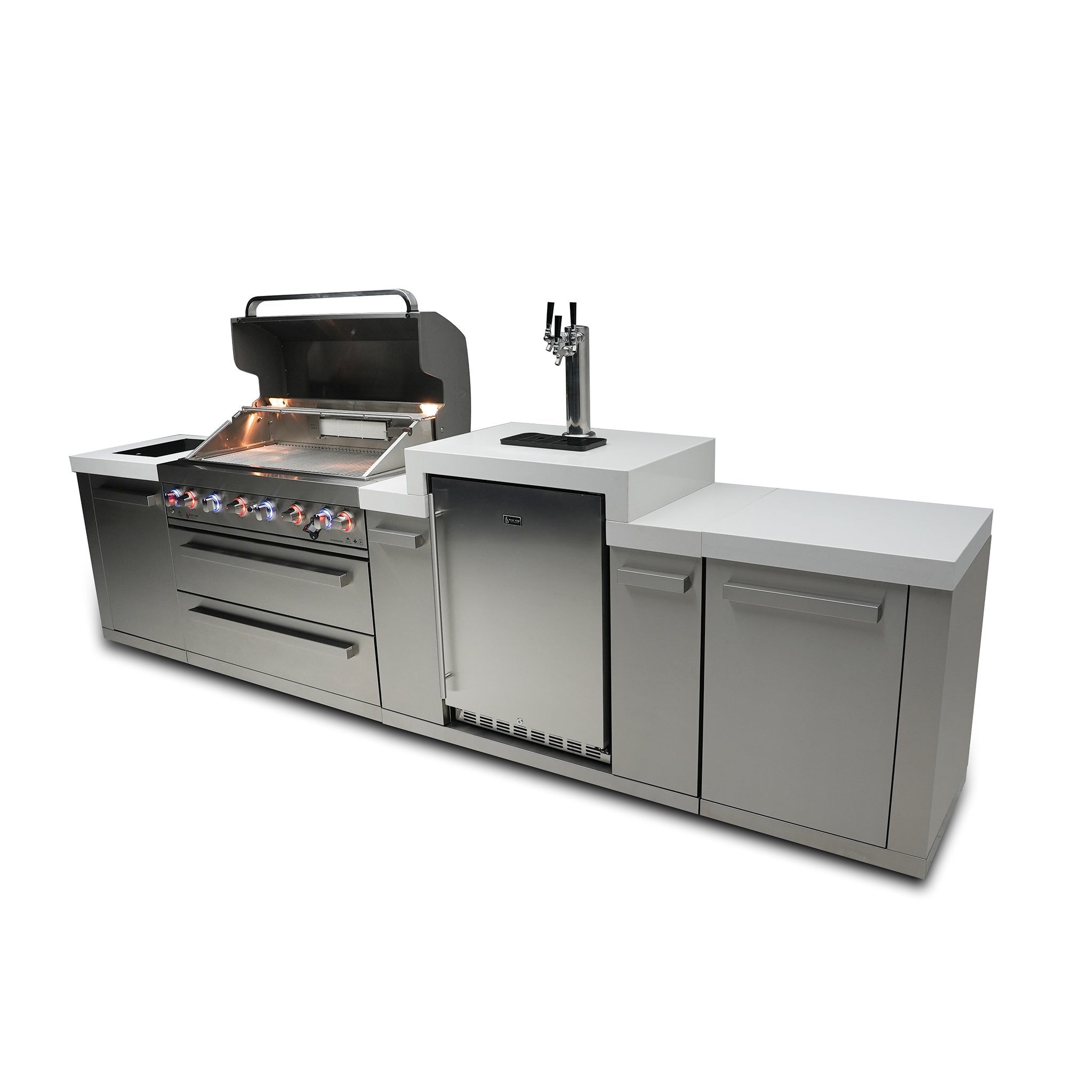 805 12 ft. Stainless Steel 6-Burner Outdoor Kitchen Island with Kegerator