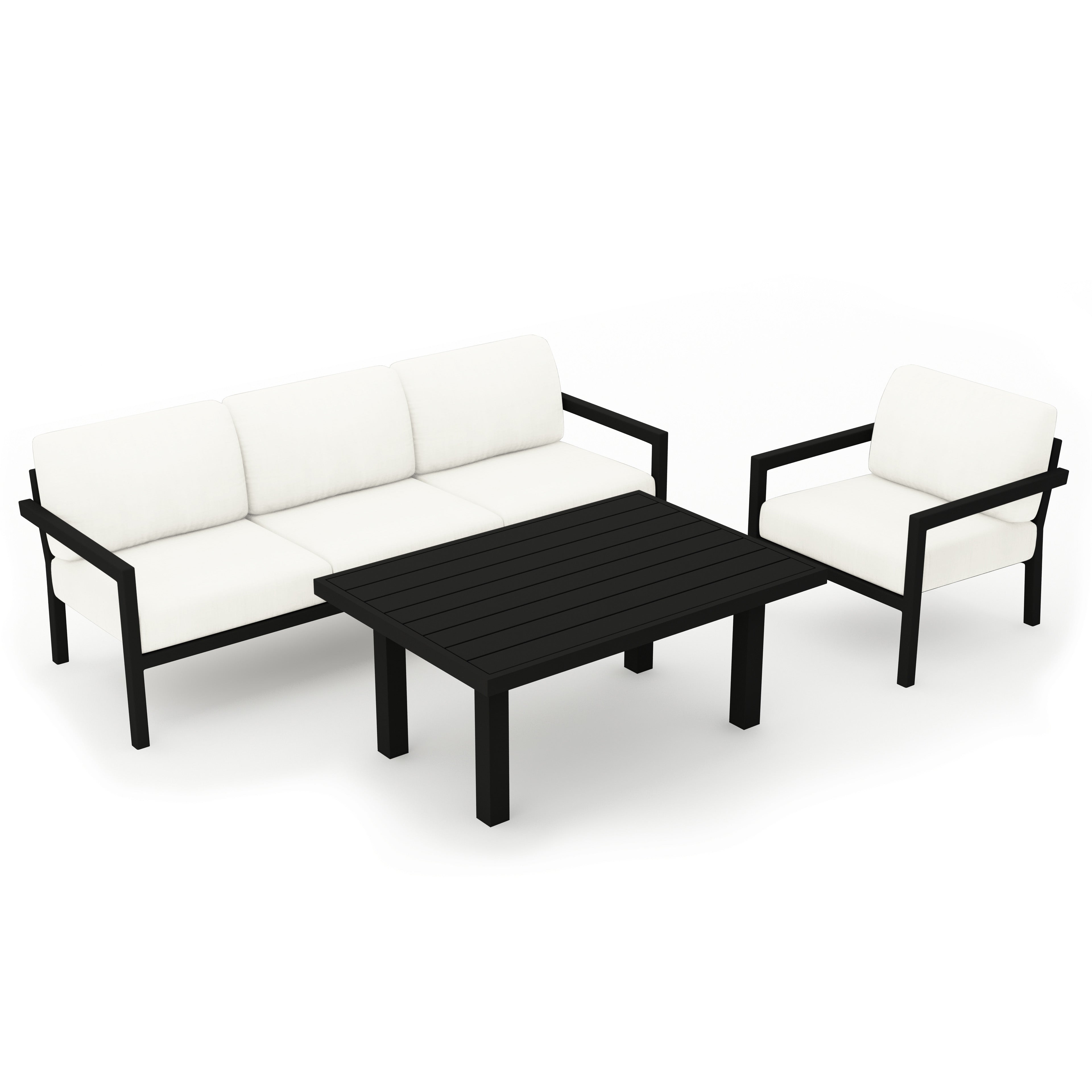 Pacifica Classic 3 Piece Sofa Set#Finish_Black#Fabric_Canvas Natural