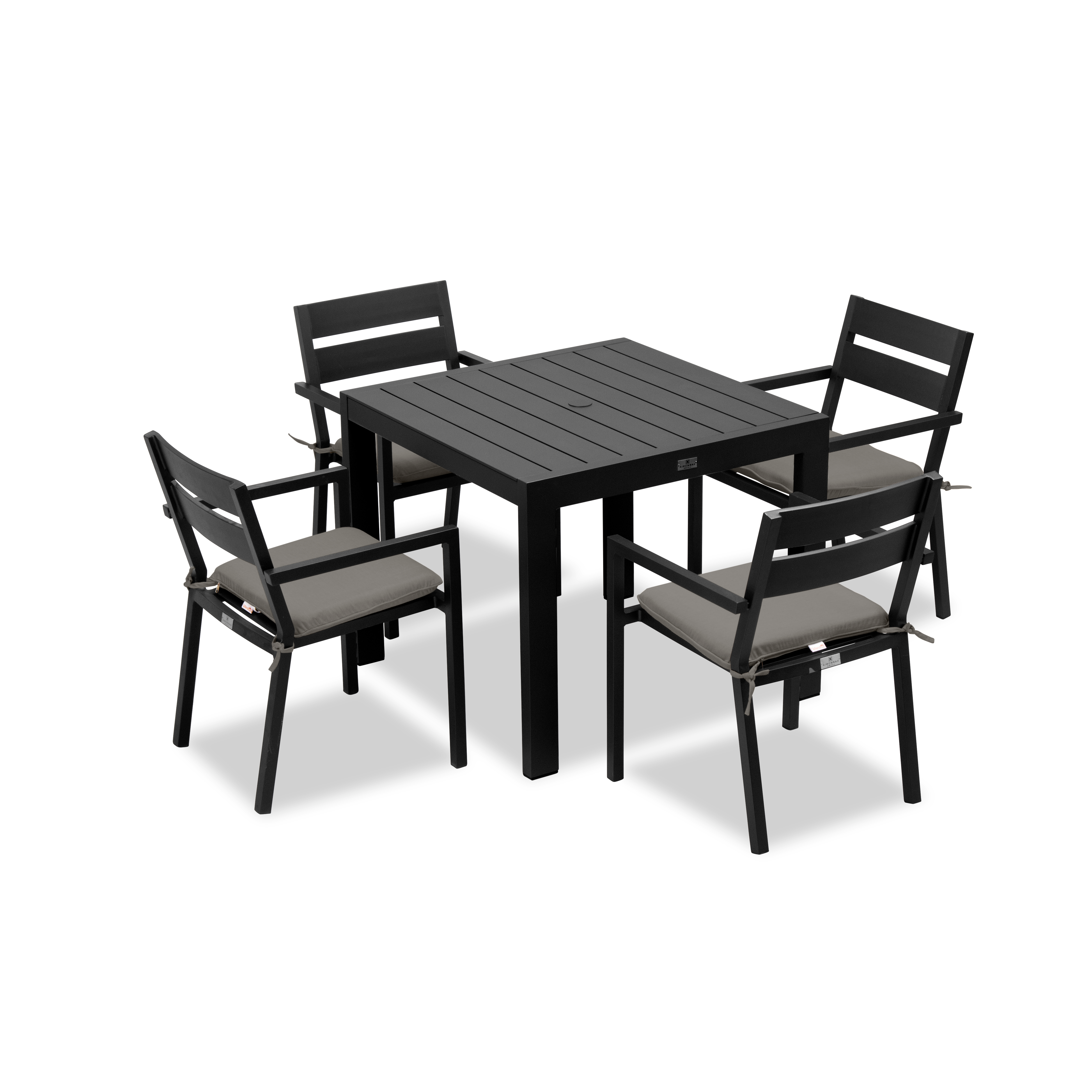Pacifica Classic 4 Seat Square Dining Set#Finish_Black#Fabric_Canvas Charcoal