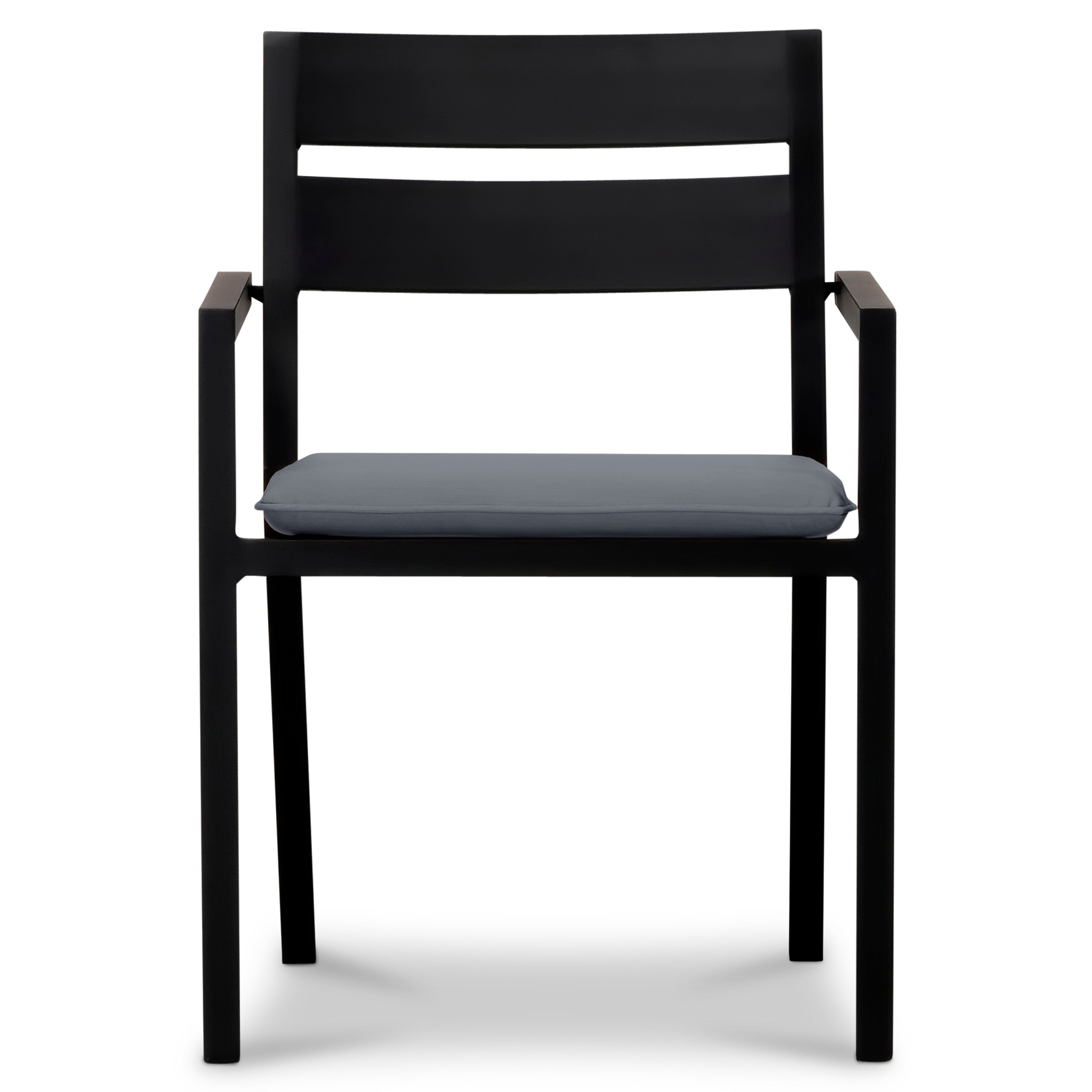 Pacifica Classic 4 Seat Square Dining Set#Finish_Black#Fabric_Canvas Charcoal