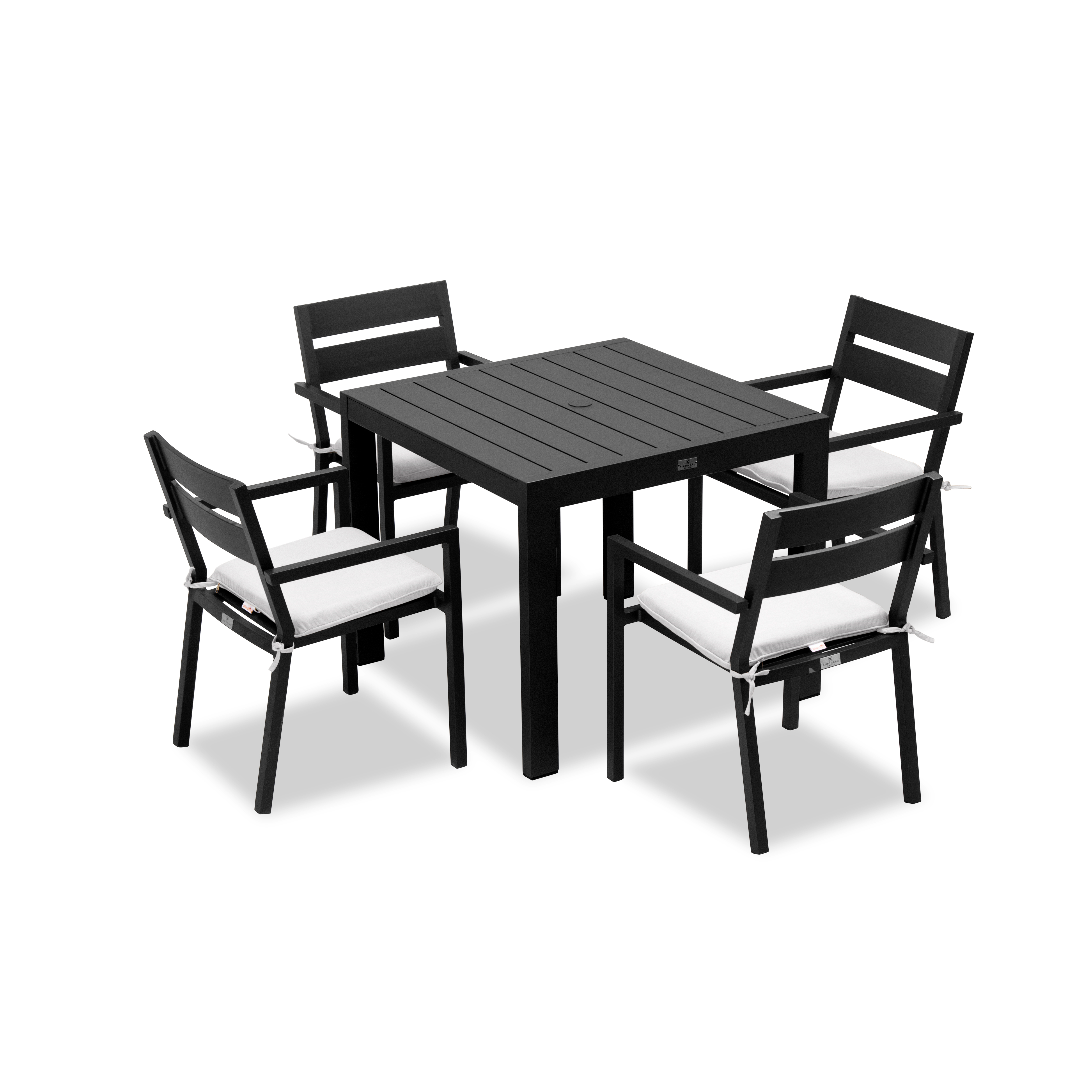 Pacifica Classic 4 Seat Square Dining Set#Finish_Black#Fabric_Canvas Natural