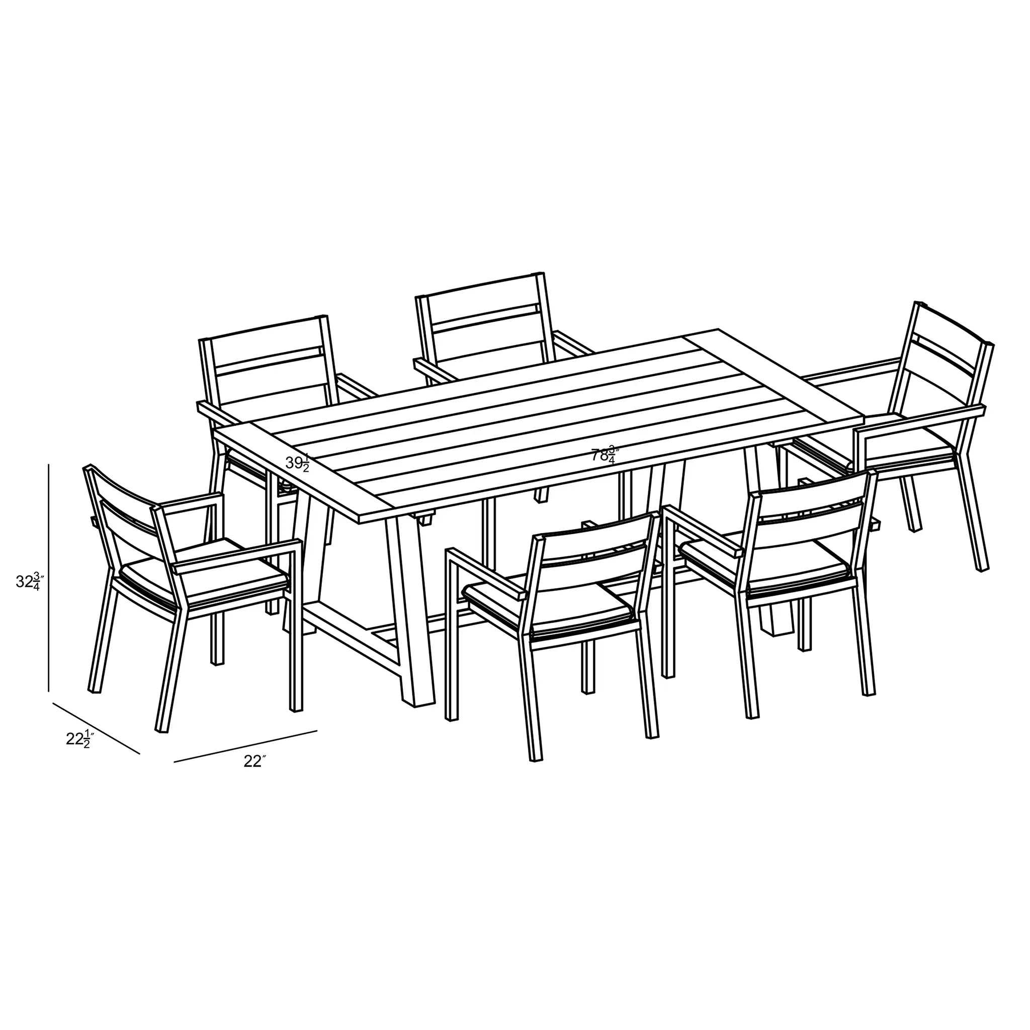 Harmonia Living Pacifica Mill 6 Seat Aluminum Reclaimed Teak Outdoor Dining Set 52