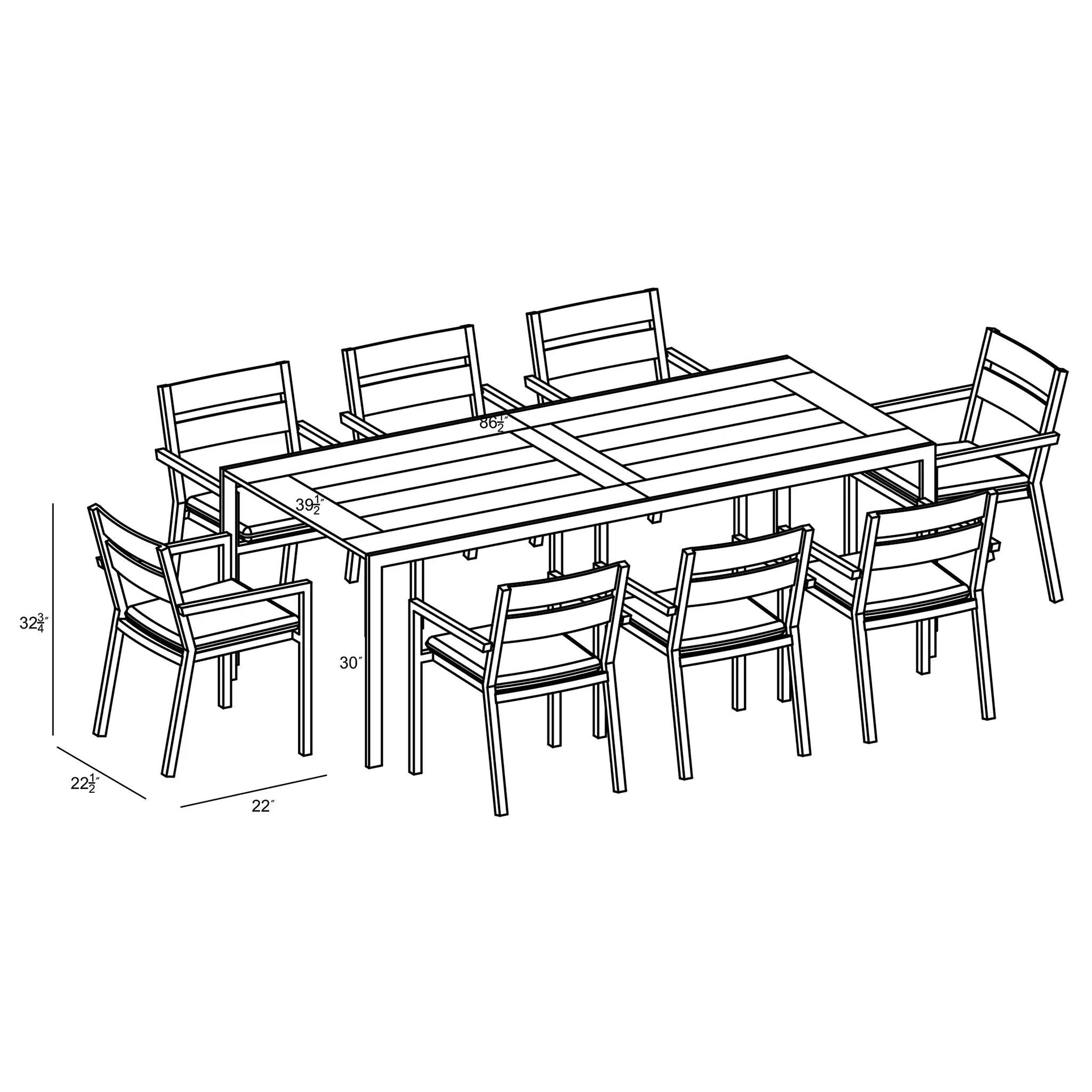 Harmonia Living Pacifica Communal 8 Seat Aluminum Extendable Reclaimed Teak Dining Set 44