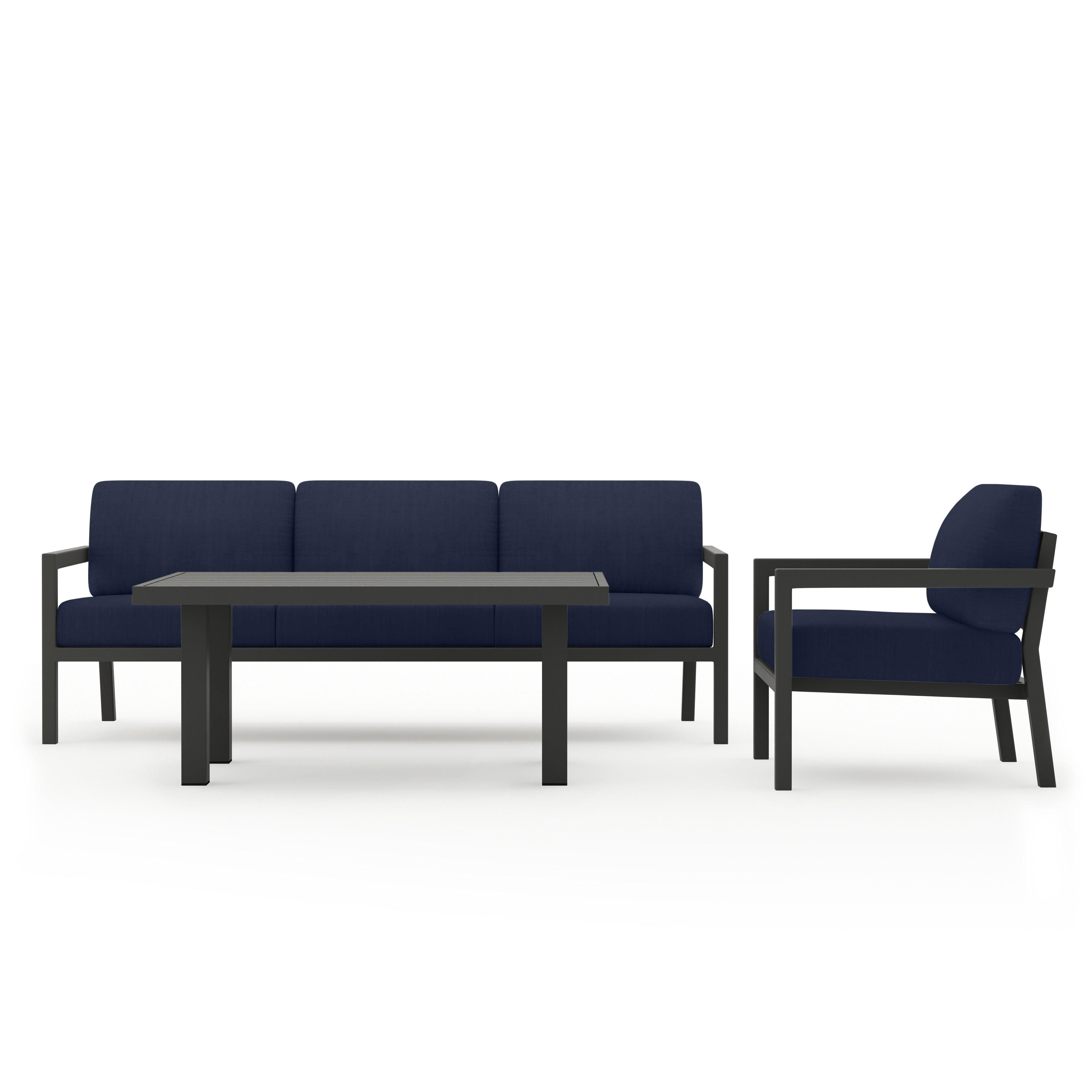 Pacifica Classic 3 Piece Sofa Set#Finish_Slate#Fabric_Spectrum Indigo
