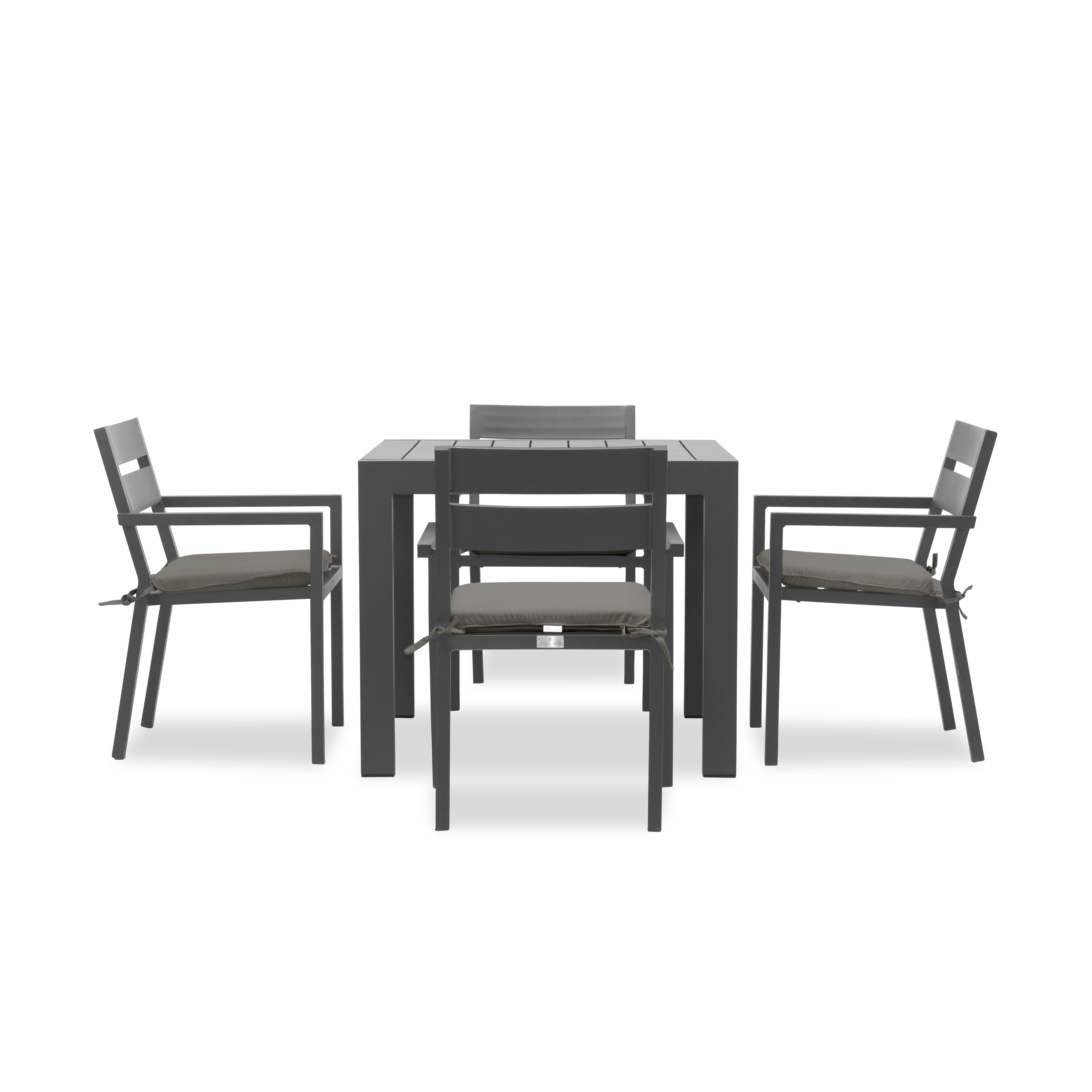 Pacifica Classic 4 Seat Square Dining Set#Finish_Slate#Fabric_Canvas Charcoal
