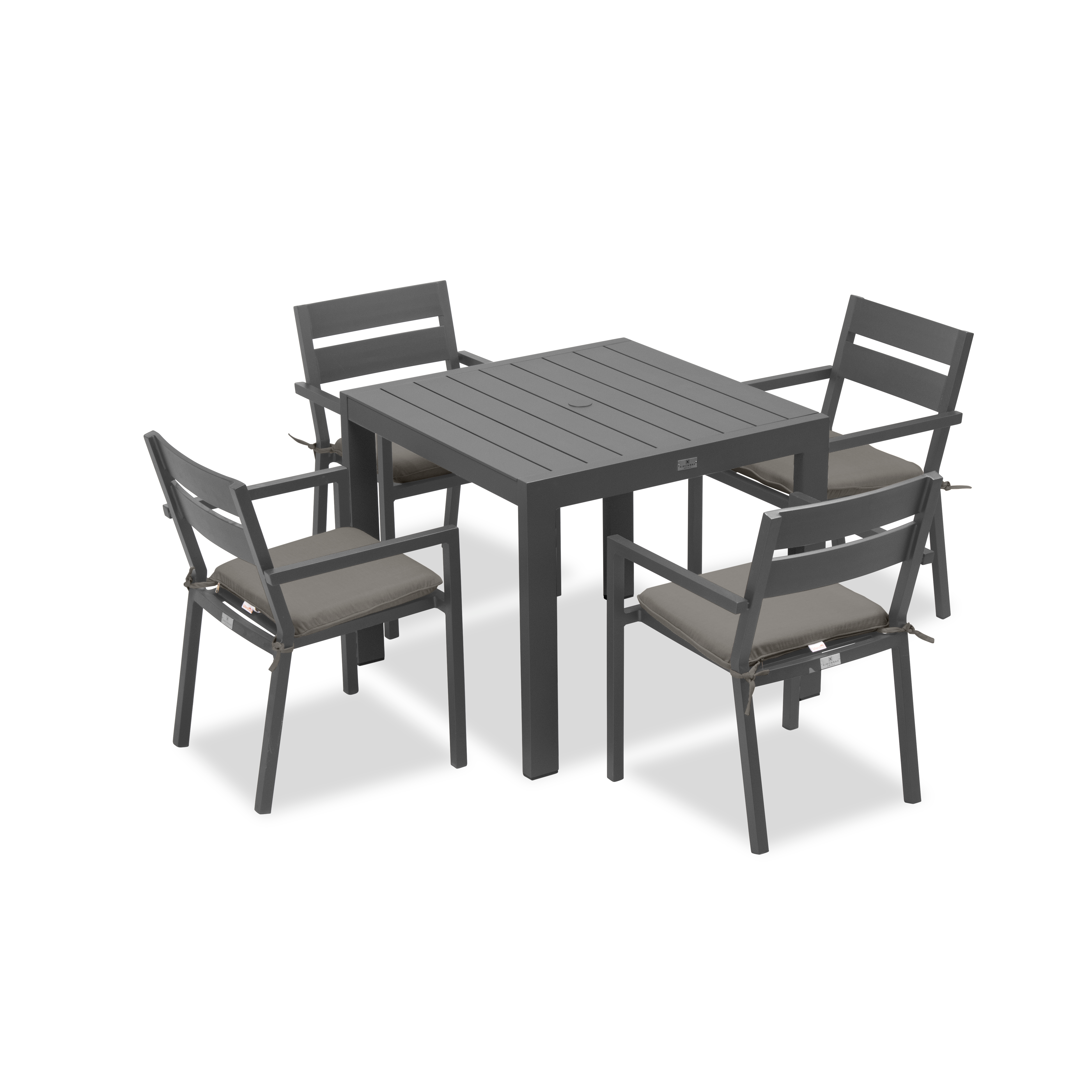 Pacifica Classic 4 Seat Square Dining Set#Finish_Slate#Fabric_Canvas Charcoal