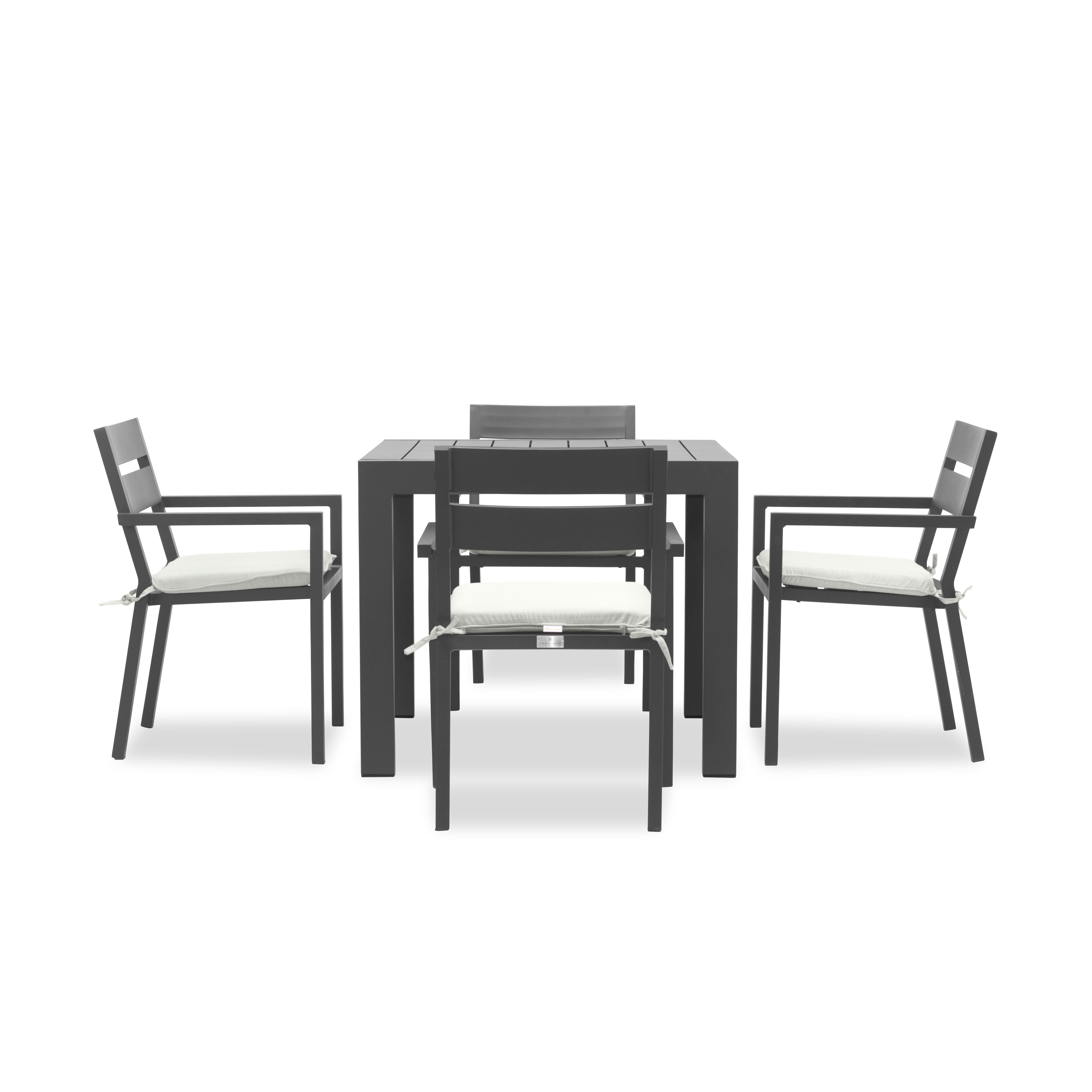 Pacifica Classic 4 Seat Square Dining Set#Finish_Slate#Fabric_Canvas Natural