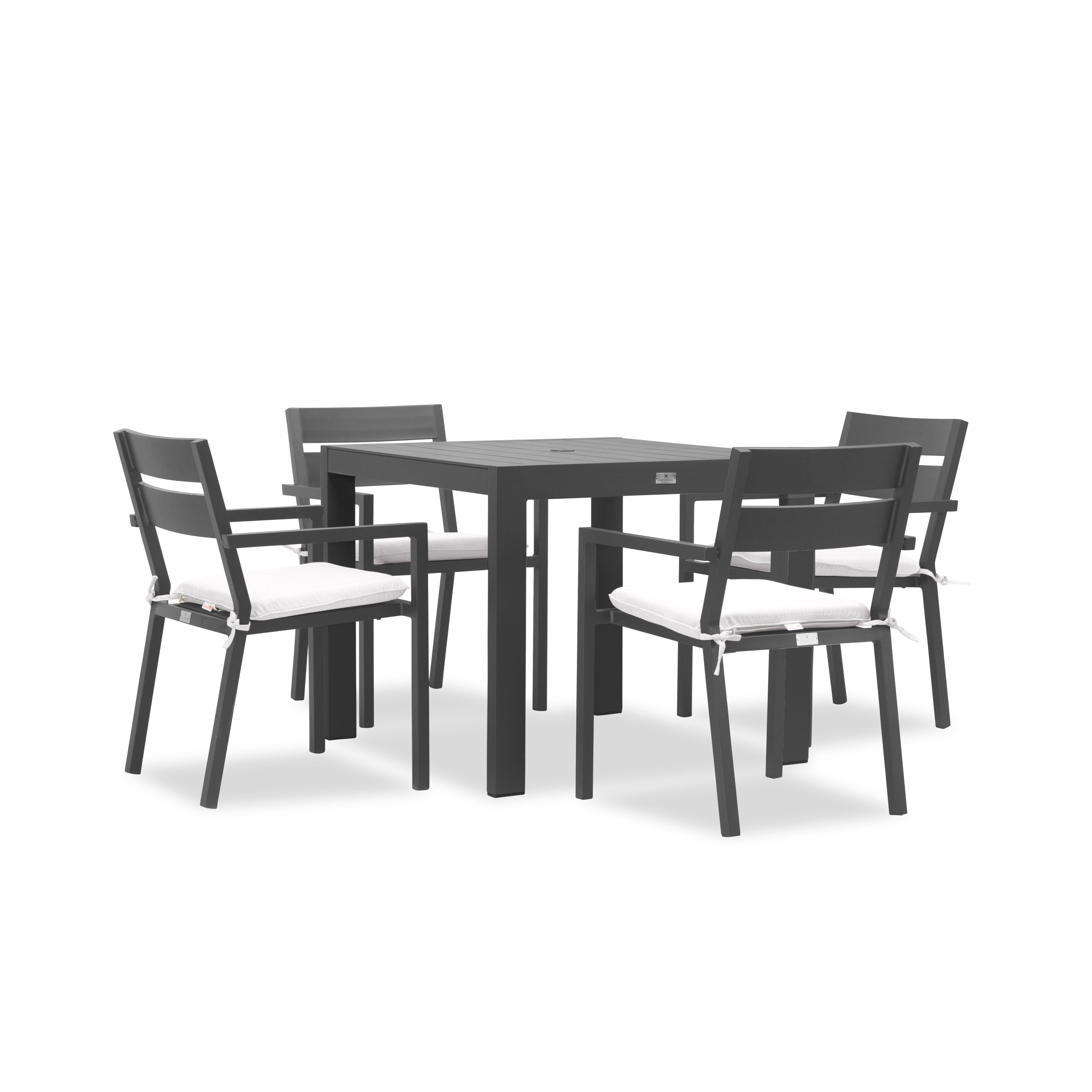 Pacifica Classic 4 Seat Square Dining Set#Finish_Slate#Fabric_Canvas Natural