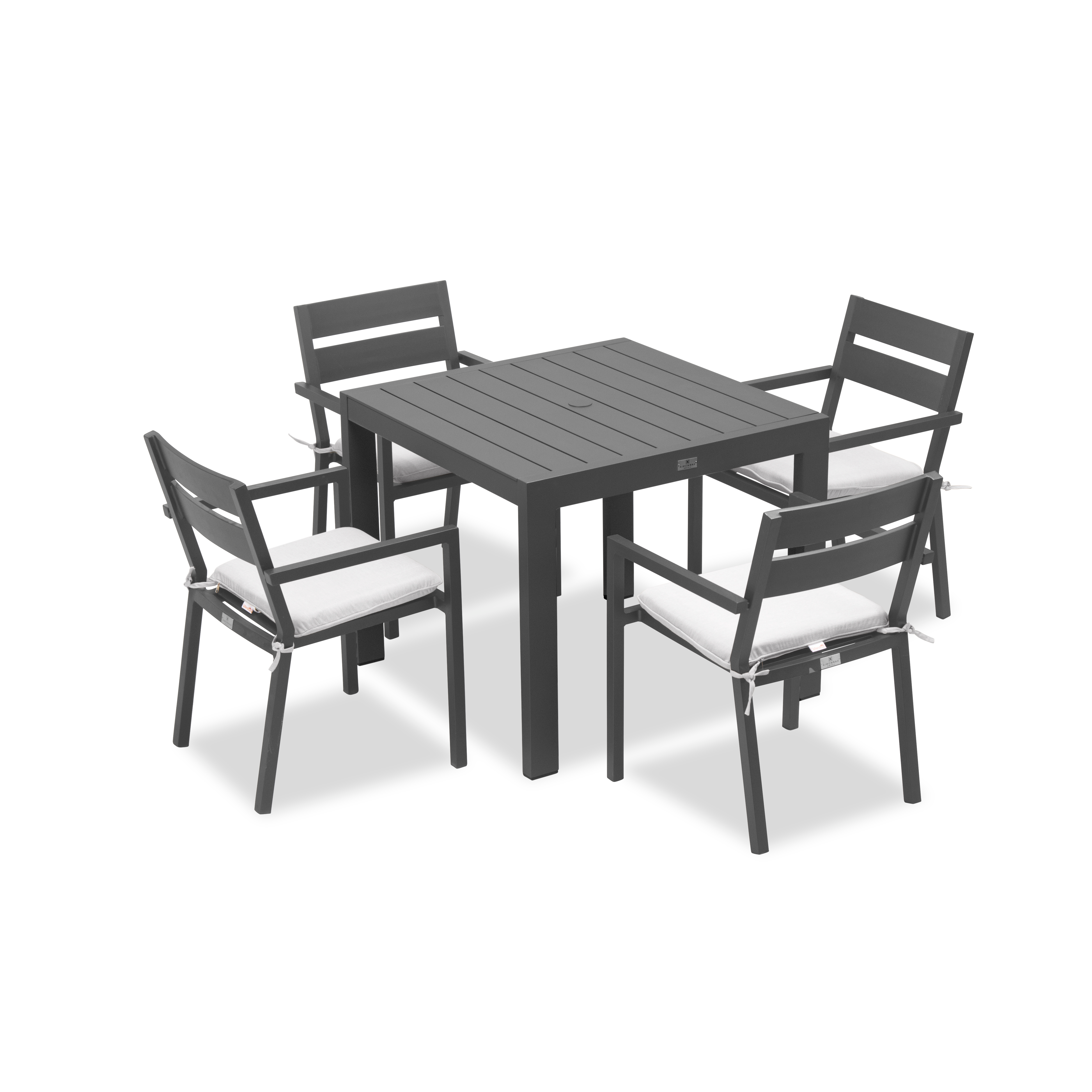 Pacifica Classic 4 Seat Square Dining Set#Finish_Slate#Fabric_Canvas Natural