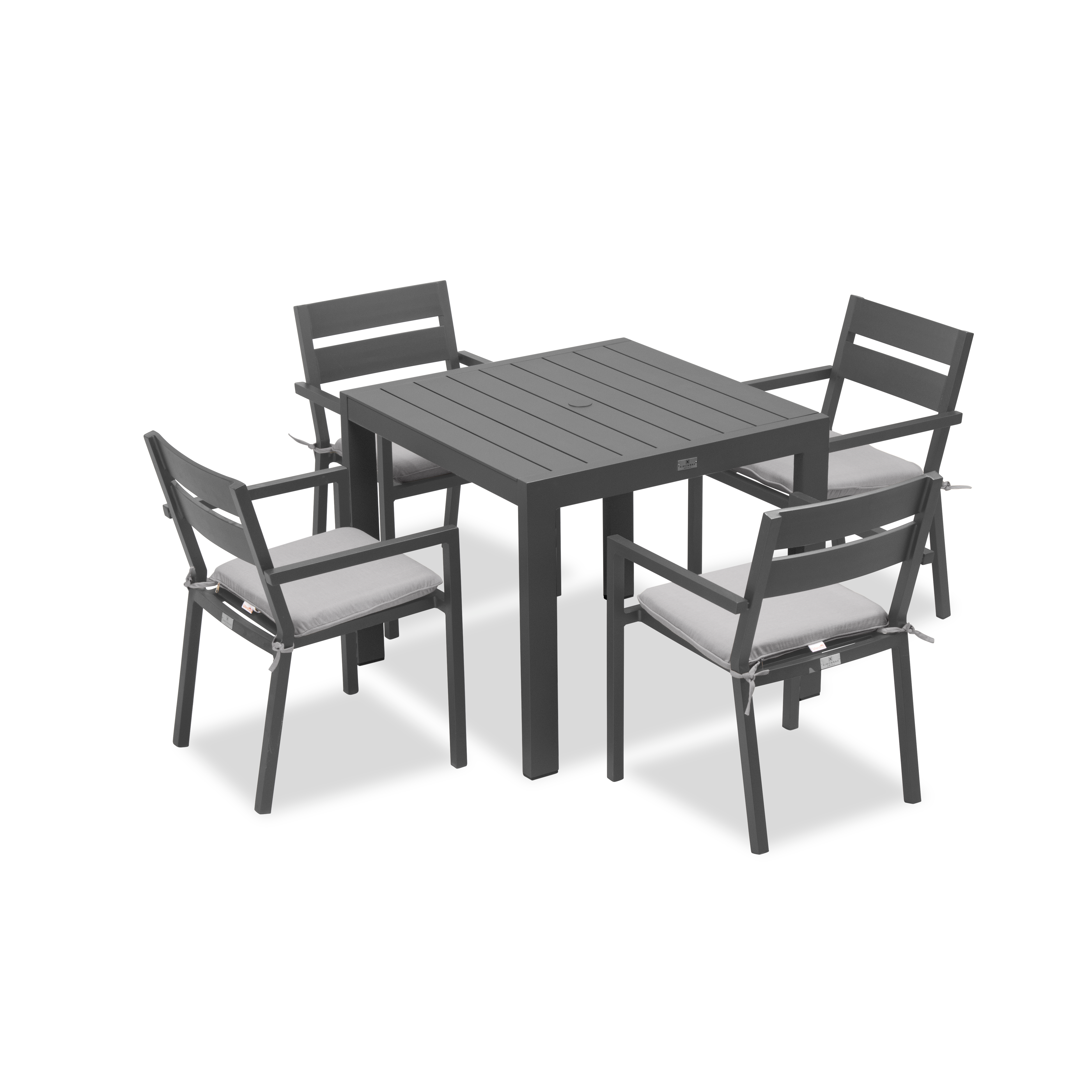 Pacifica Classic 4 Seat Square Dining Set#Finish_Slate#Fabric_Cast Silver