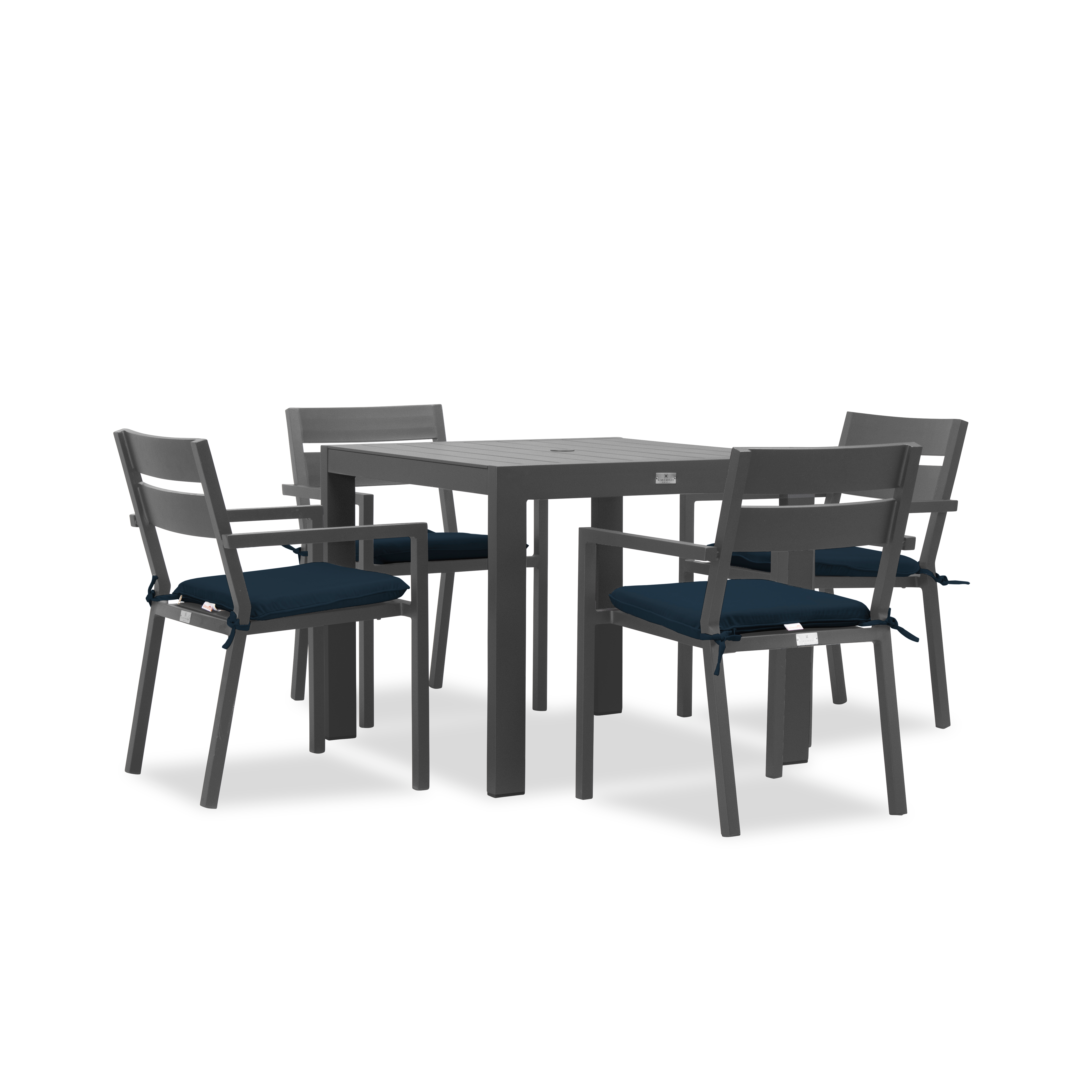 Pacifica Classic 4 Seat Square Dining Set#Finish_Slate#Fabric_Spectrum Indigo