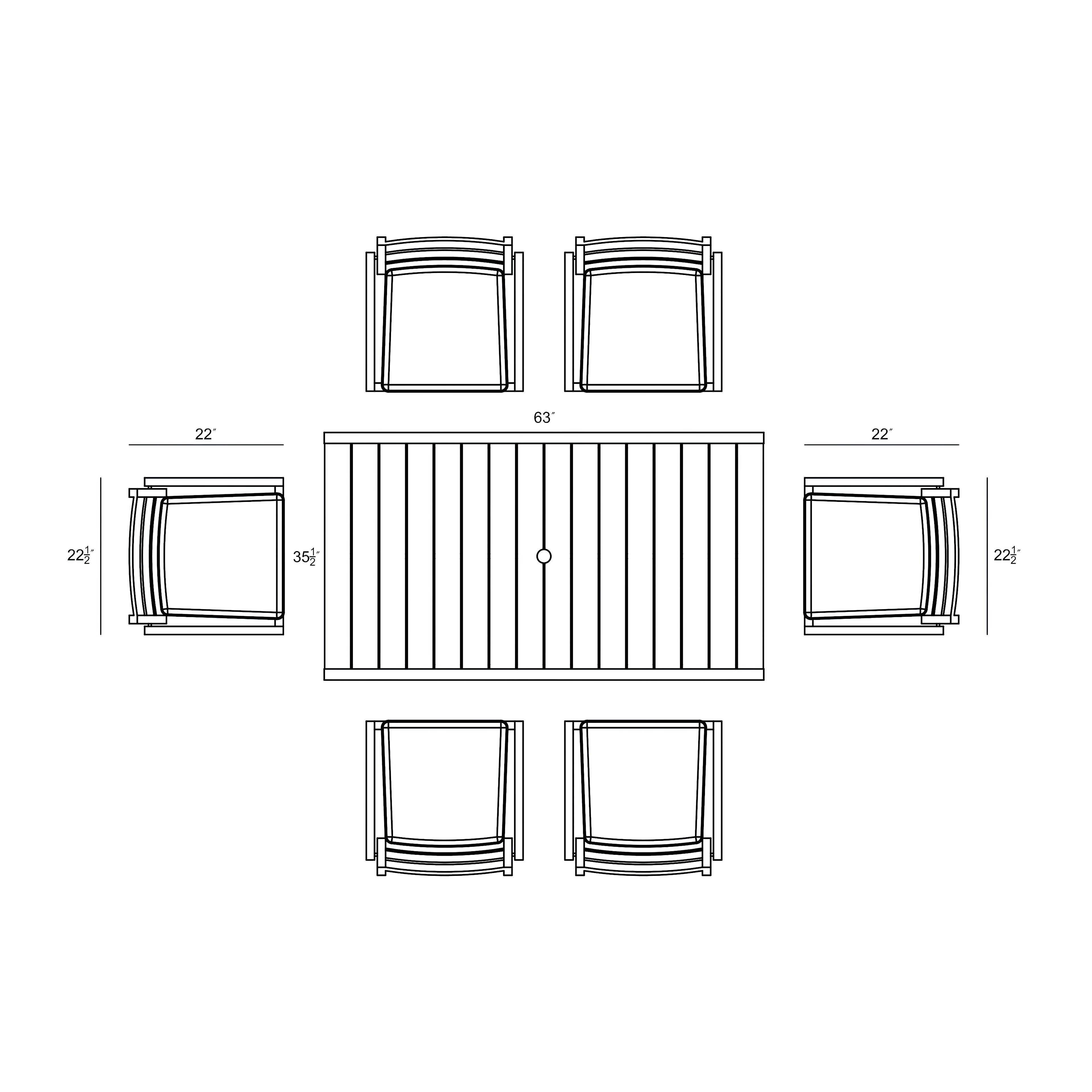 Pacifica Classic 6 Seat Rectangular Dining Set