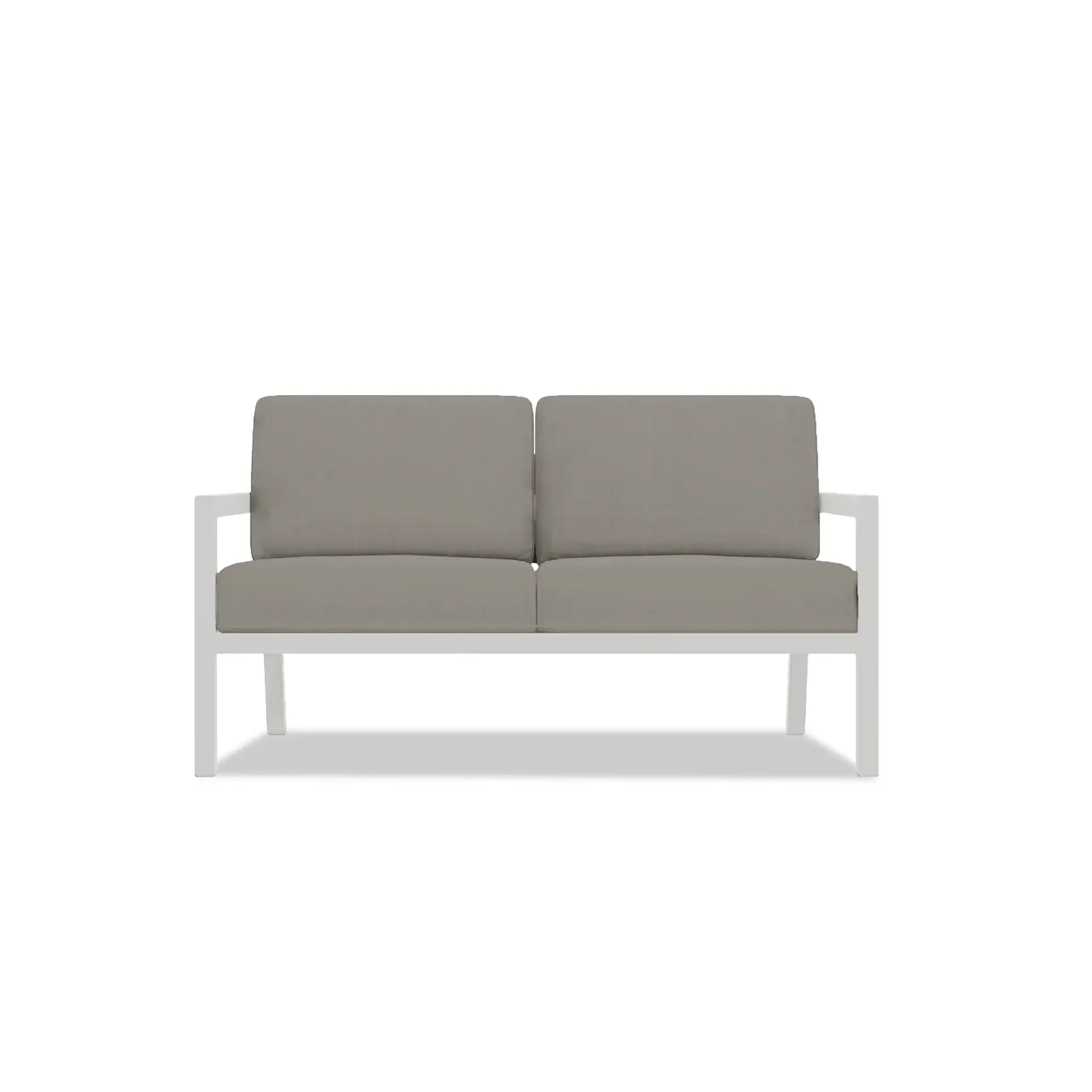 Pacifica Classic 4 Piece Aluminum Loveseat Set - White#Finish_White#Fabric_Canvas Charcoal