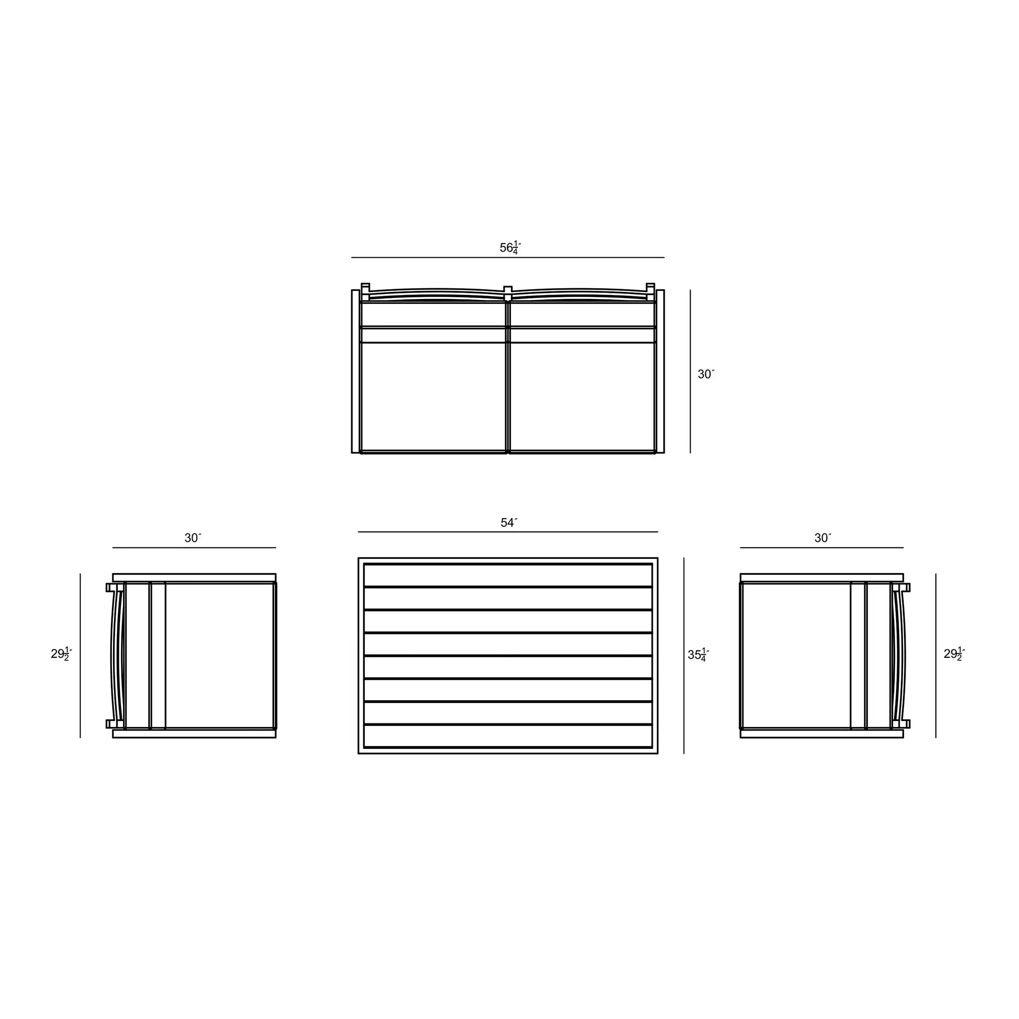 Harmonia Living Pacifica Classic 4 Piece Aluminum Loveseat Set - White 60