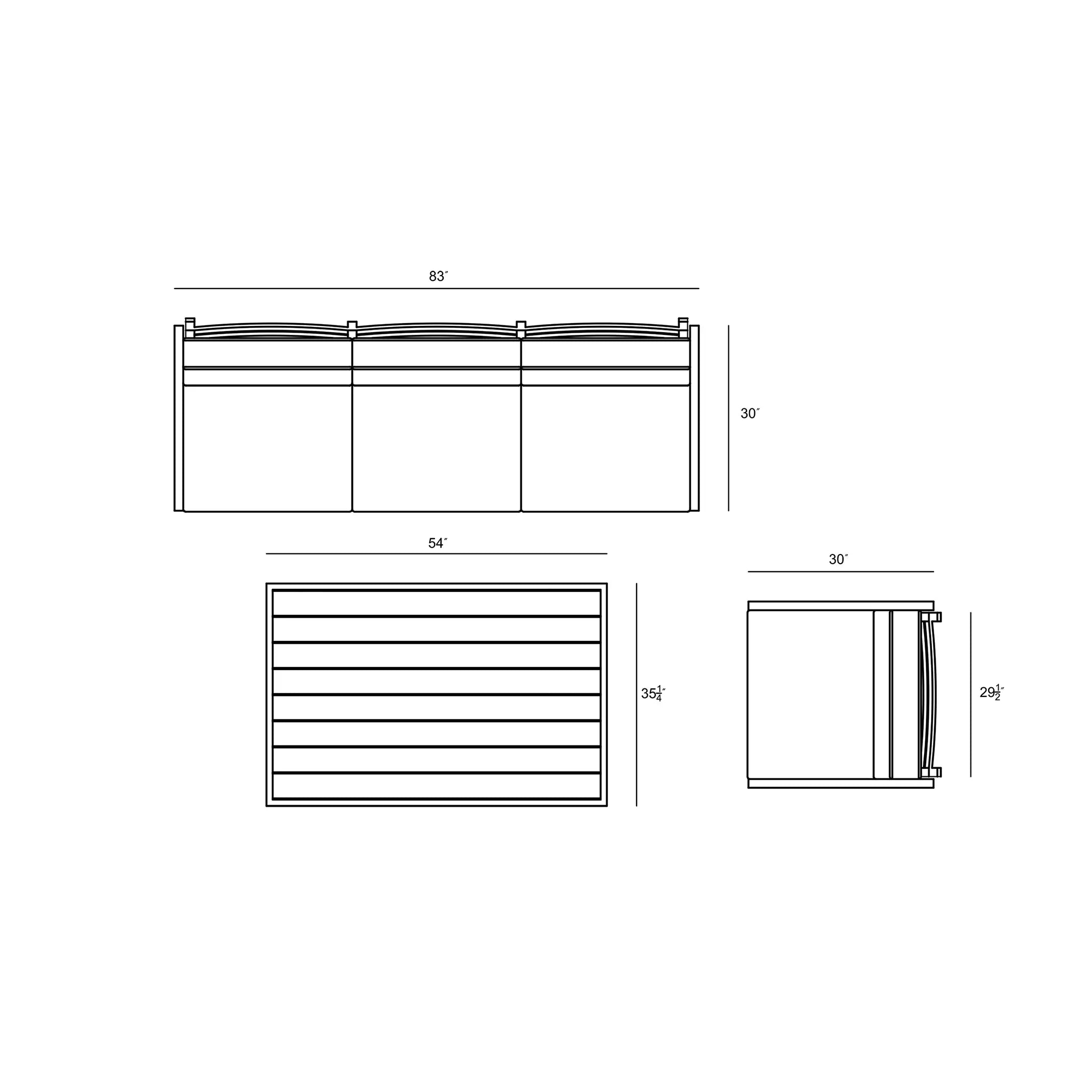Harmonia Living Pacifica Classic 3 Piece Aluminum Sofa Set - White 61