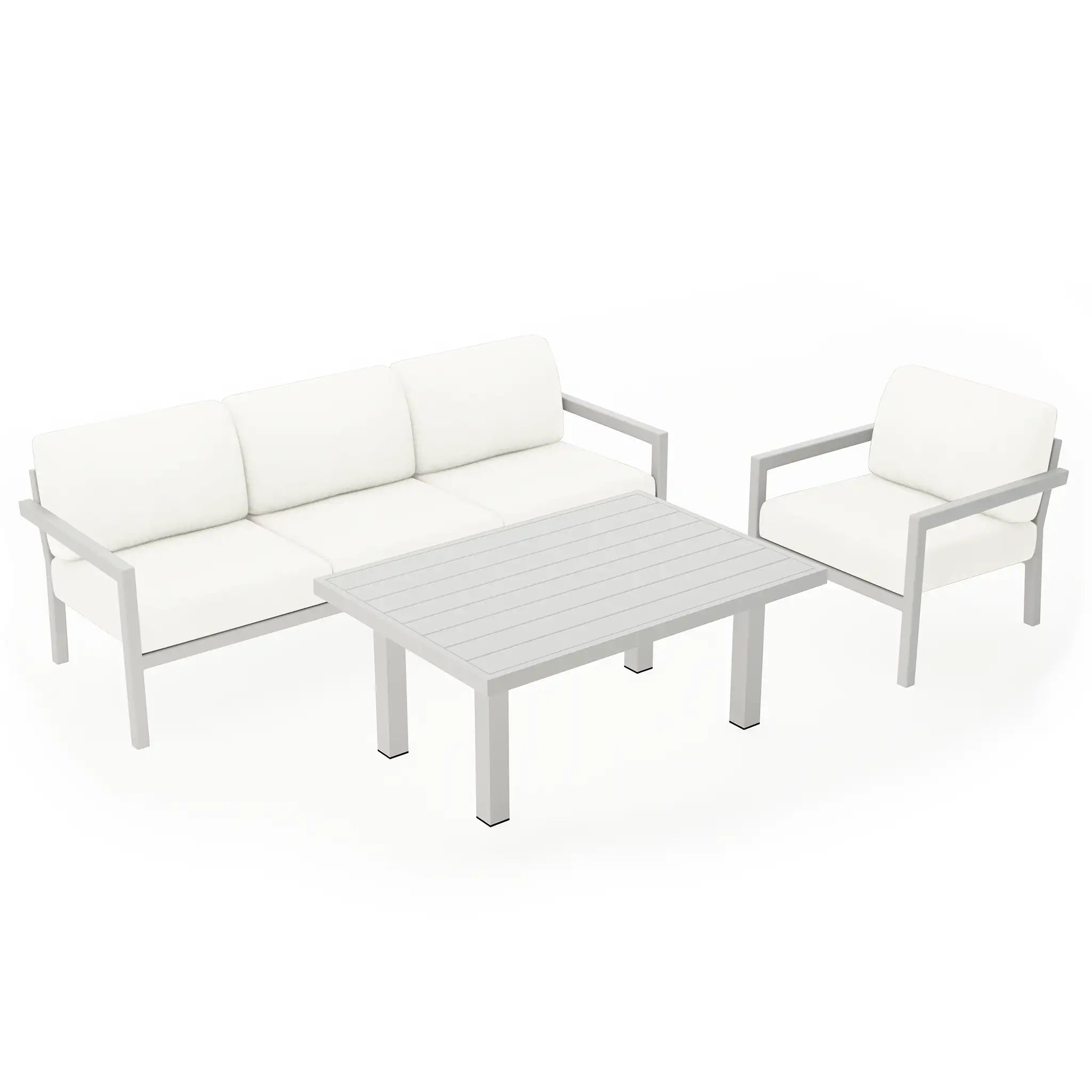 Pacifica Classic 3 Piece Sofa Set#Finish_White#Fabric_Canvas Natural