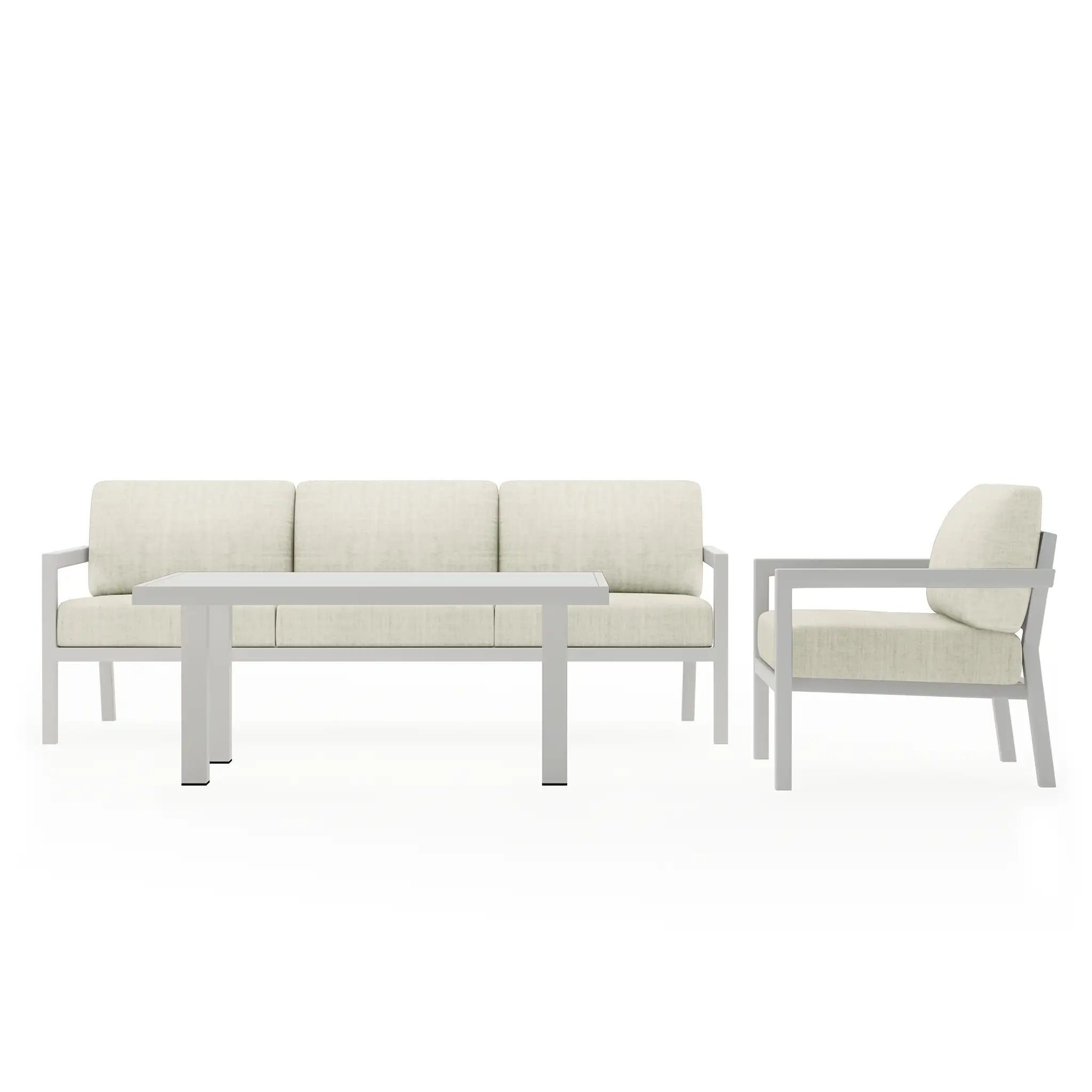Pacifica Classic 3 Piece Sofa Set#Finish_White#Fabric_Cast Silver