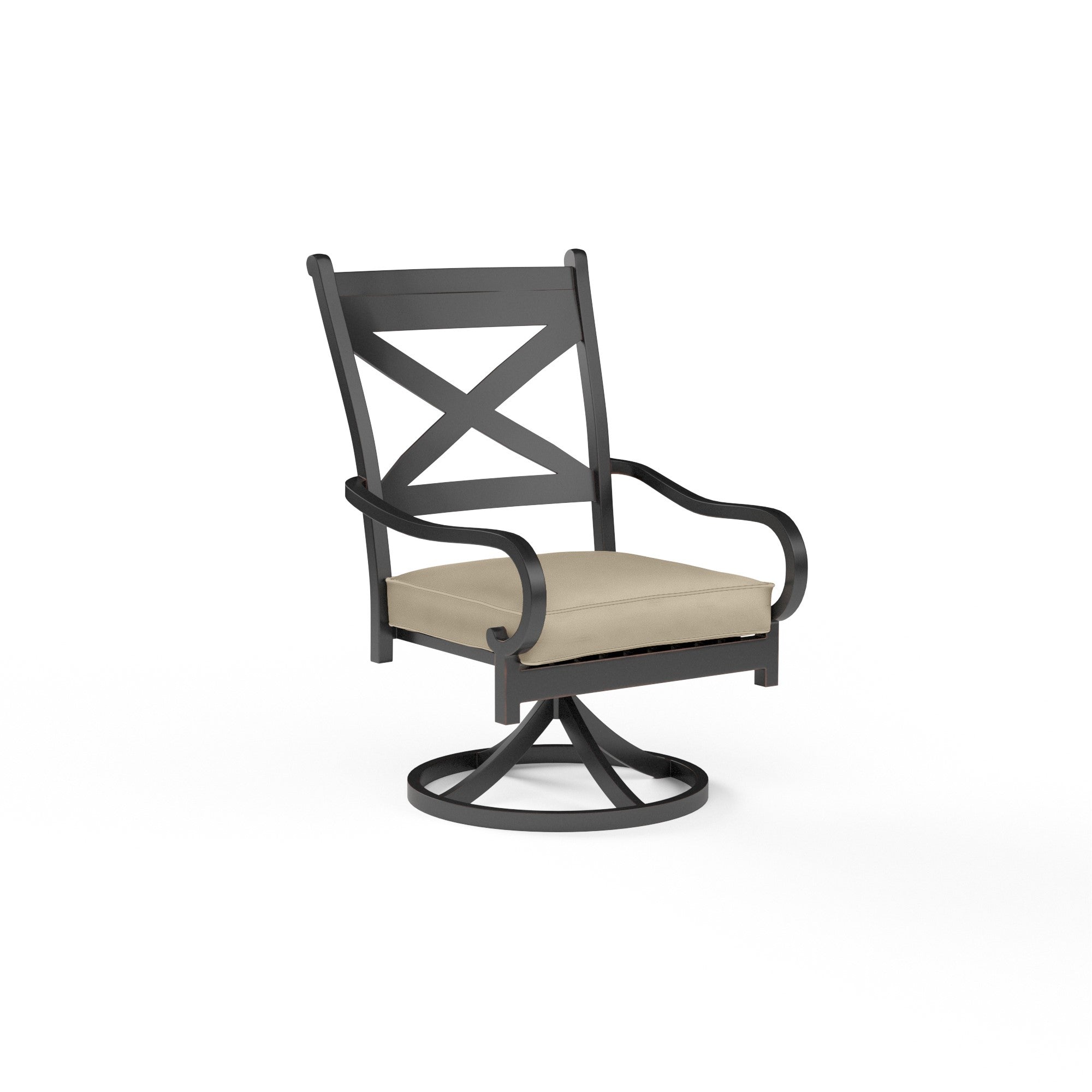 Monterey Aluminum Cushioned Swivel Dining Arm Chair