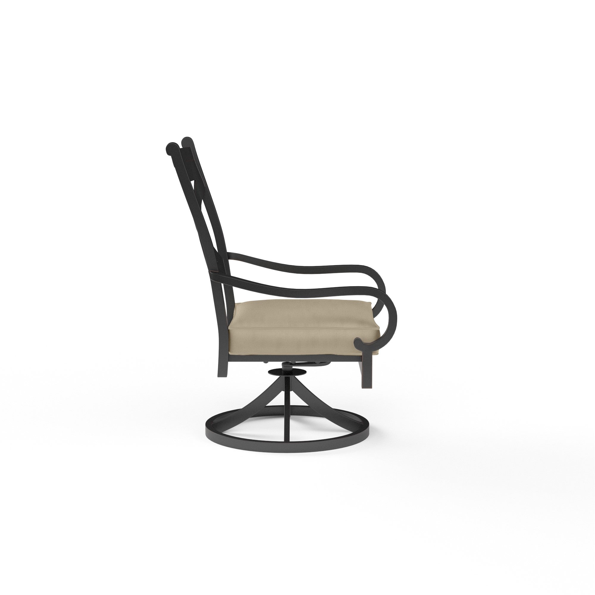 Monterey Aluminum Cushioned Swivel Dining Arm Chair