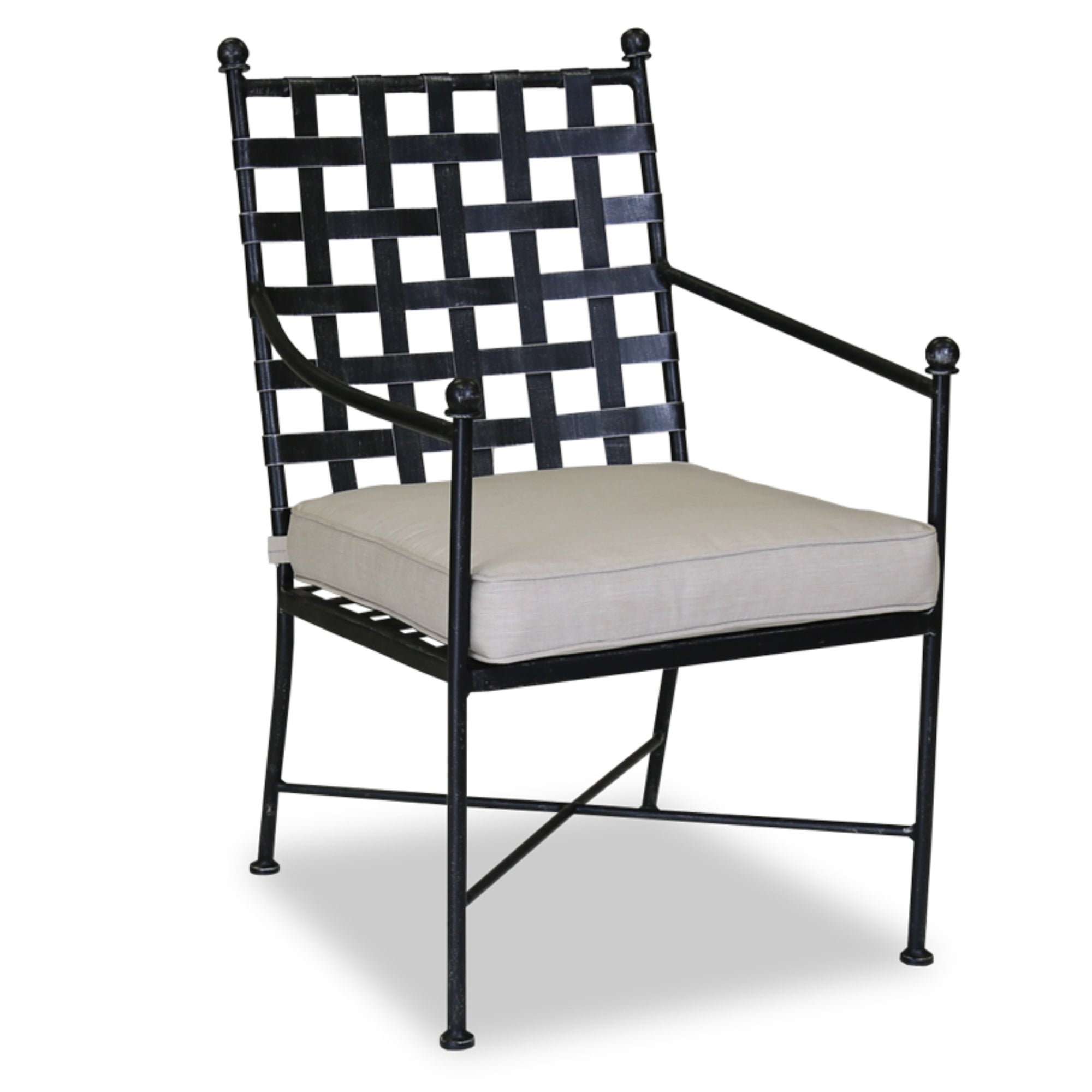 Provence Wrought Iron Cushioned Dining Arm Chair