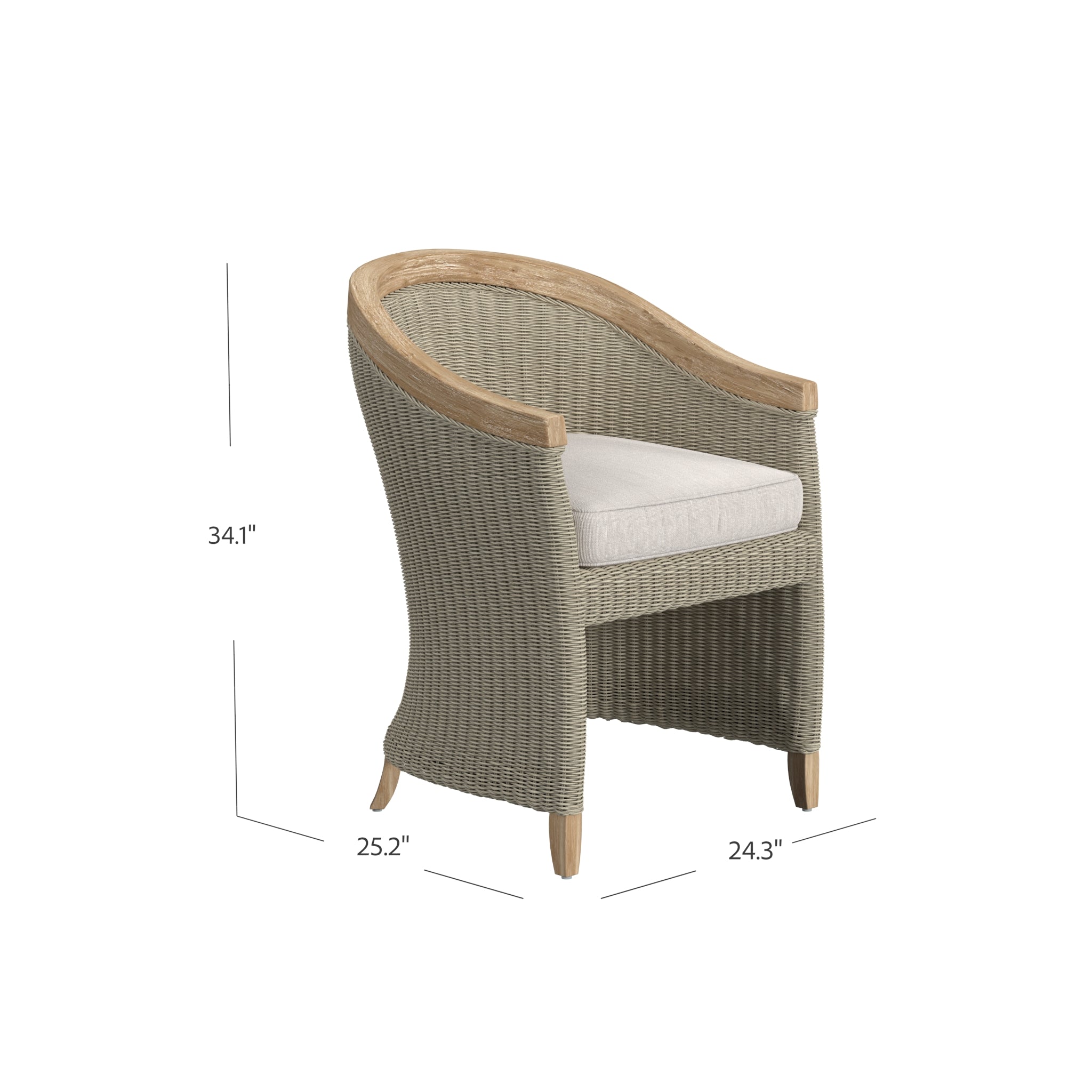 Cambria Teak Cushioned Dining Arm Chair