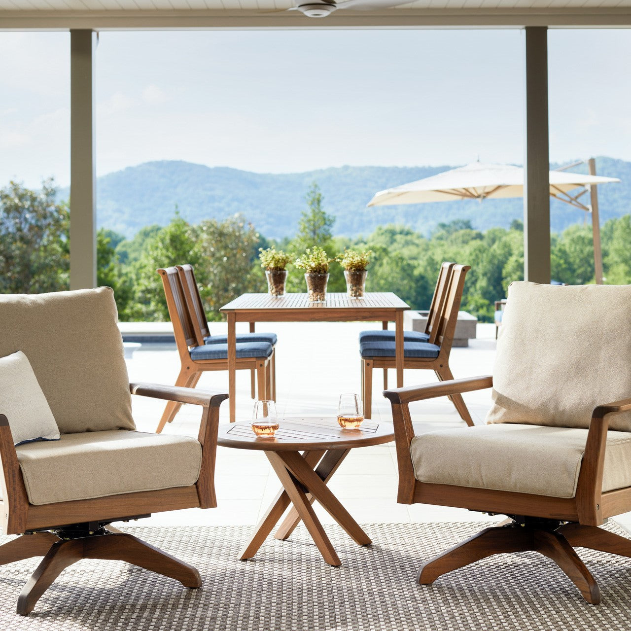 Sky Ipe Wood Swivel Rocker