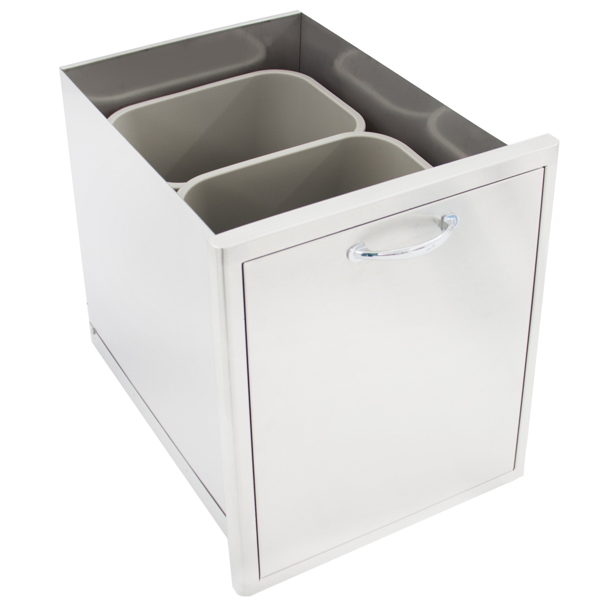 Stainless Steel Roll Out Double Trash and Recycle Drawer