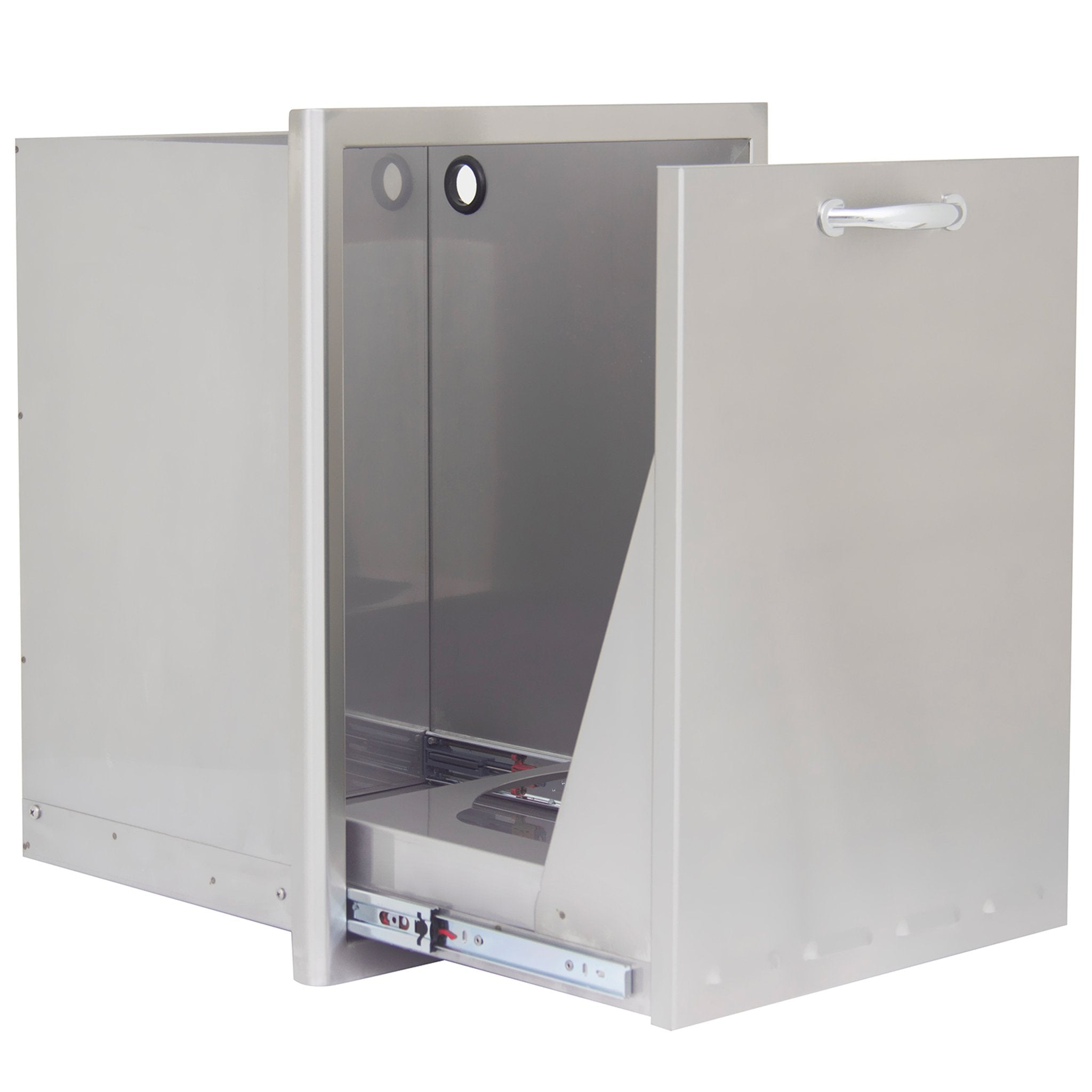 18" Stainless Steel Roll Out Trash and Propane Tank Storage Drawer