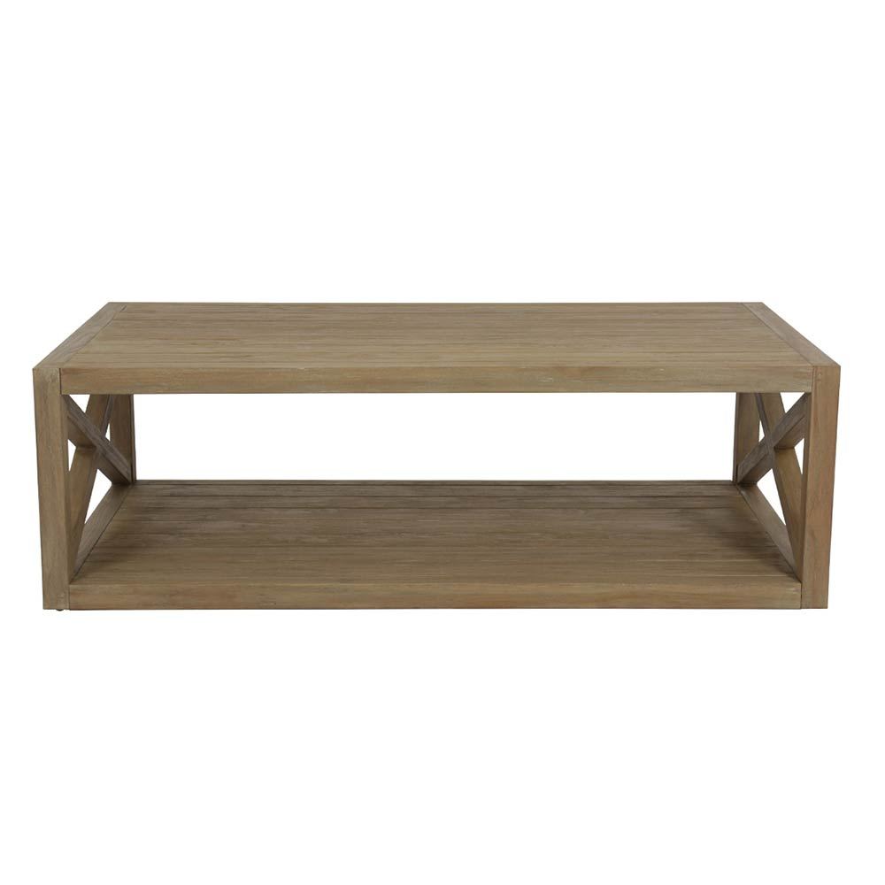 Coastal Teak 60" x 33" Rectangular X Coffee Table