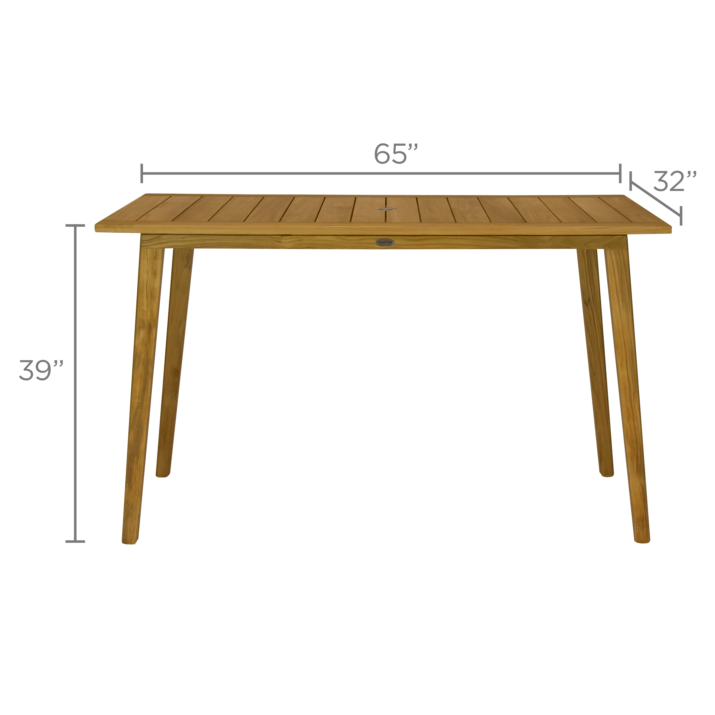 Admiral 32" x 65" Rectangular Bar Table with Umbrella Hole