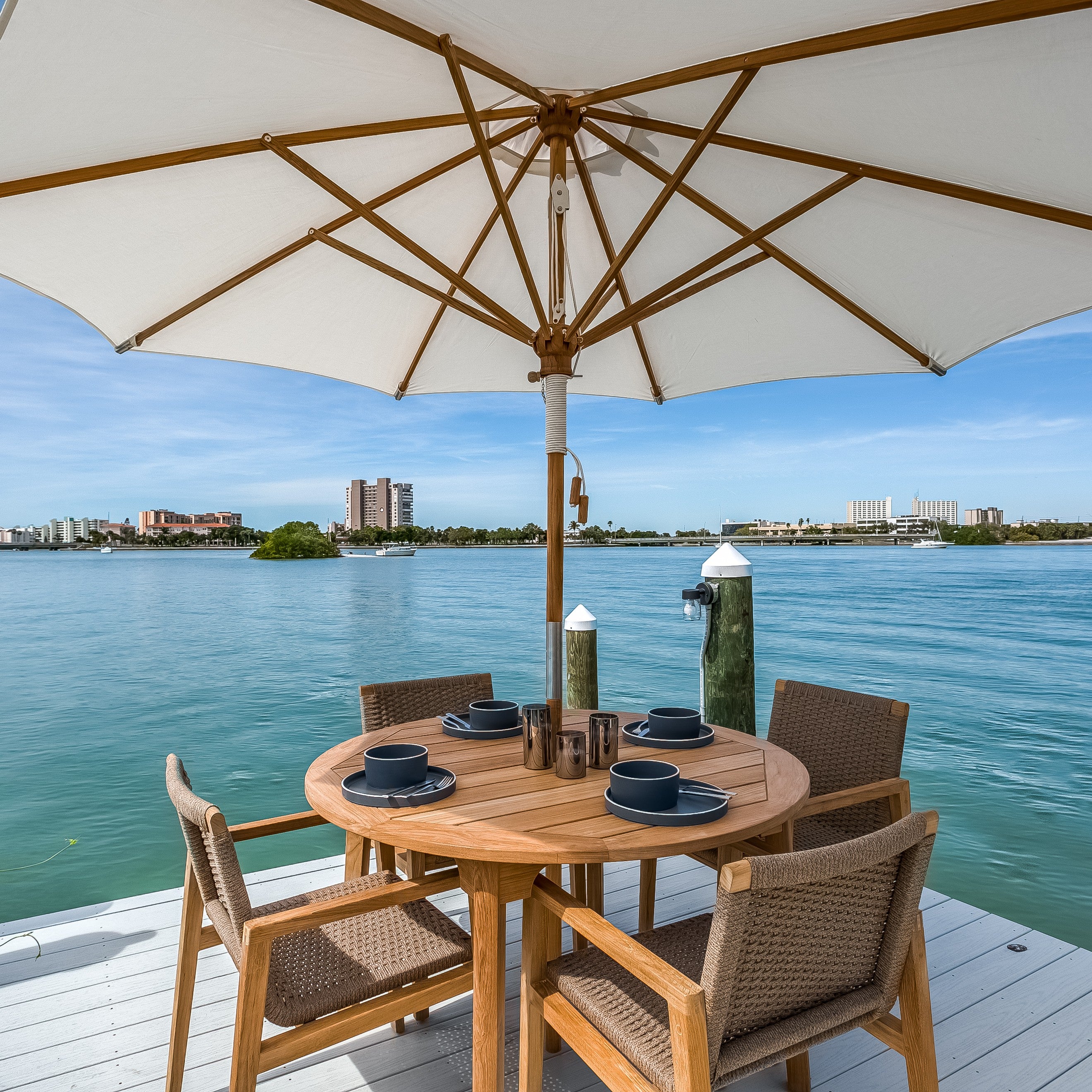 Admiral 50" Round Dining Table with Umbrella Hole