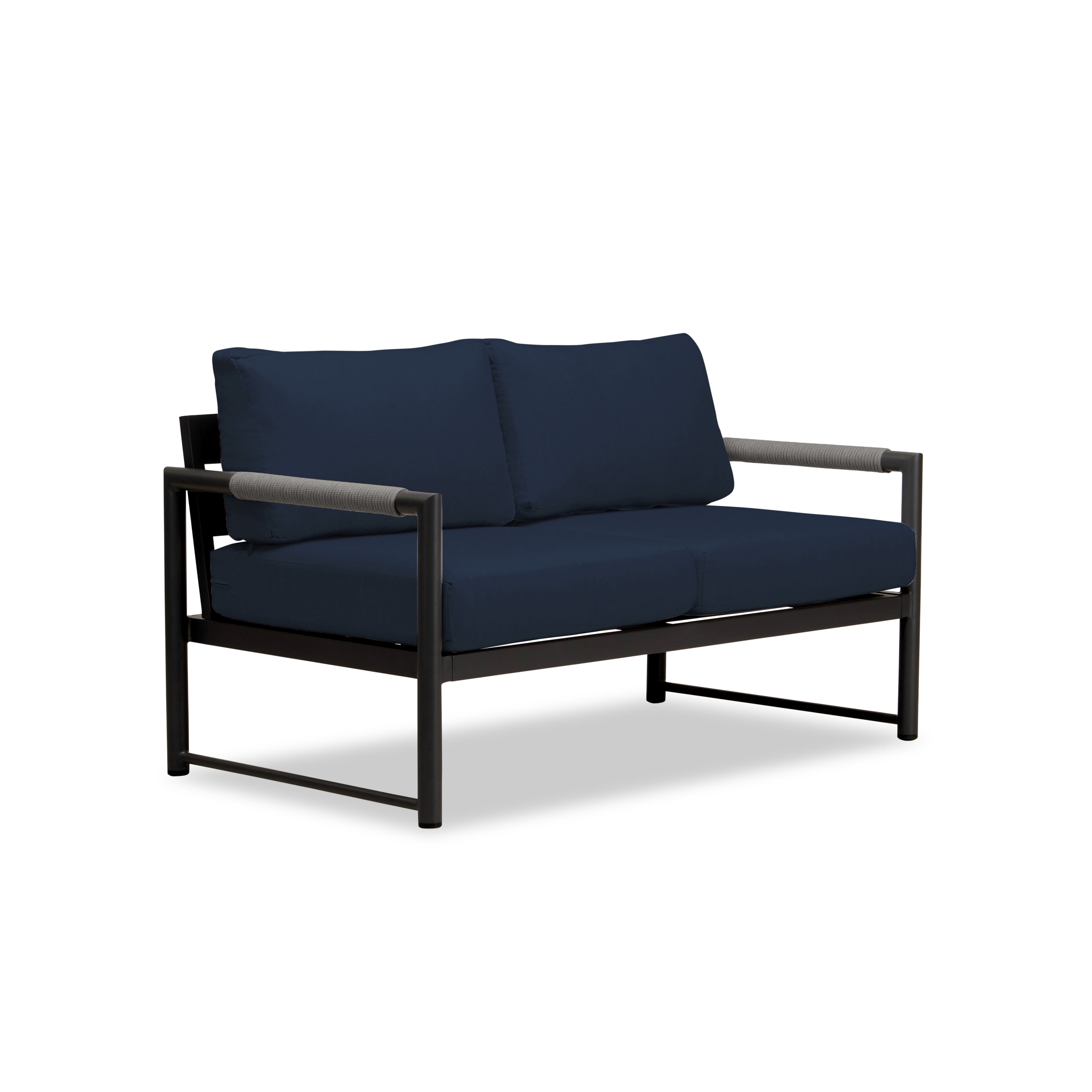Alto Loveseat#Finish_Black#Fabric_Spectrum Indigo