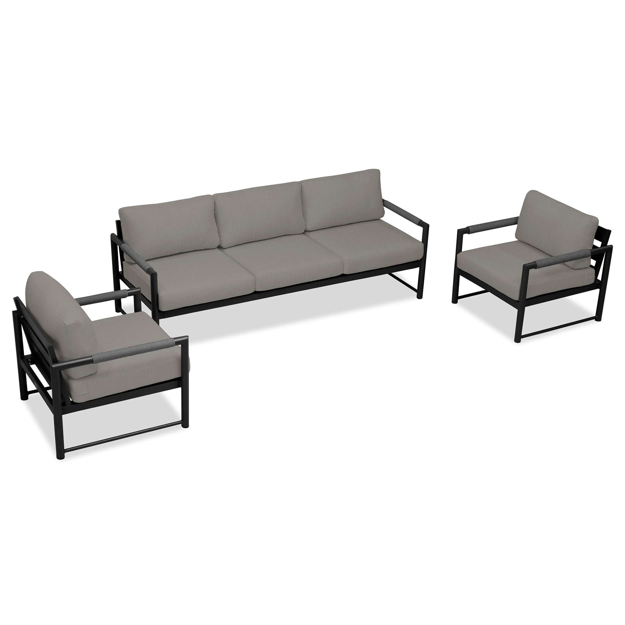 variant:Two Club Chairs / Black/Carbon / Canvas Charcoal