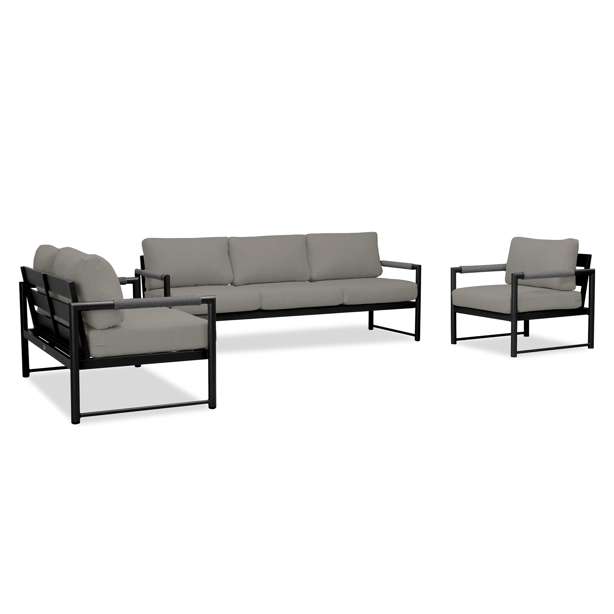 variant:Club Chair and Loveseat / Black/Carbon / Canvas Charcoal