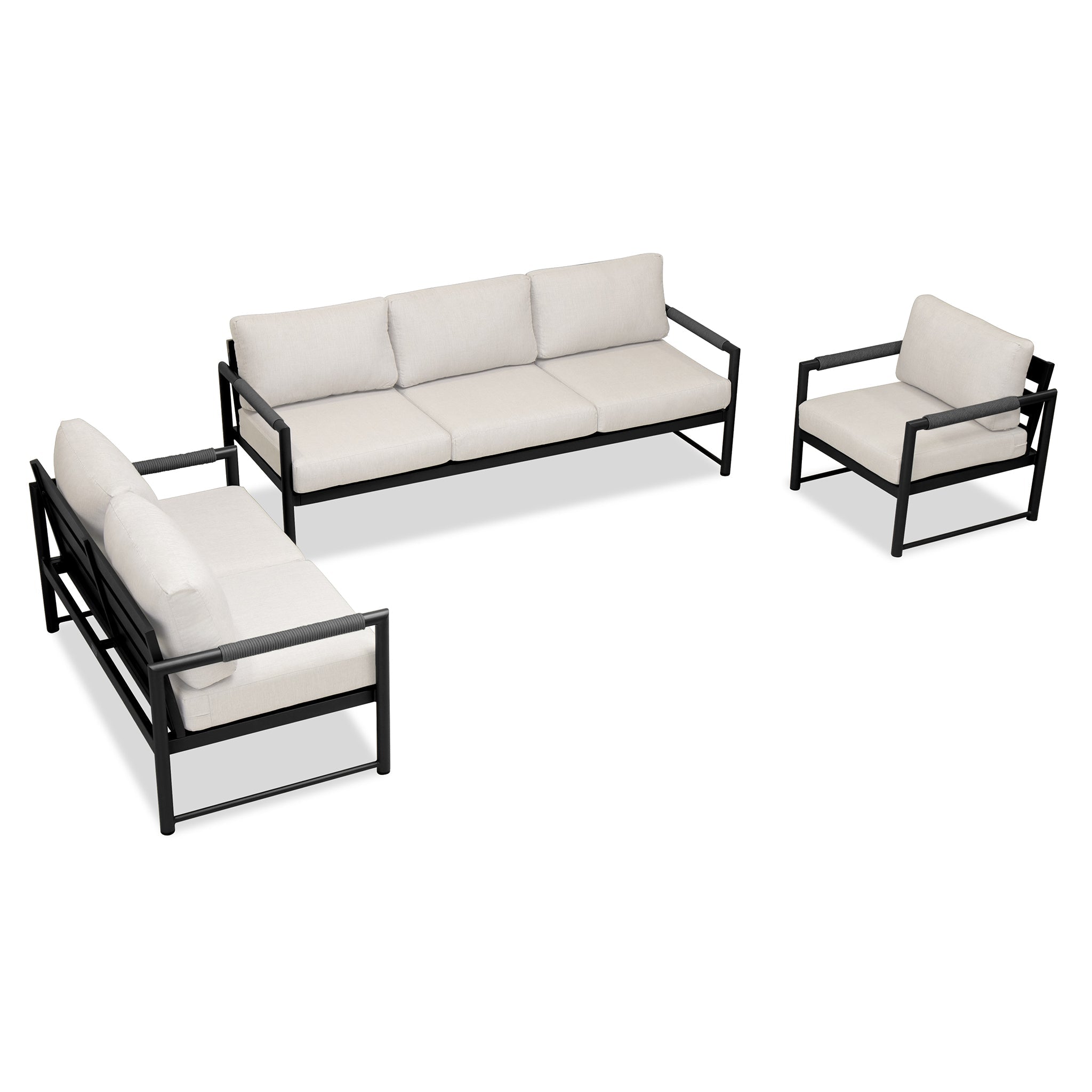 variant:Club Chair and Loveseat / Black/Carbon / Cast Silver