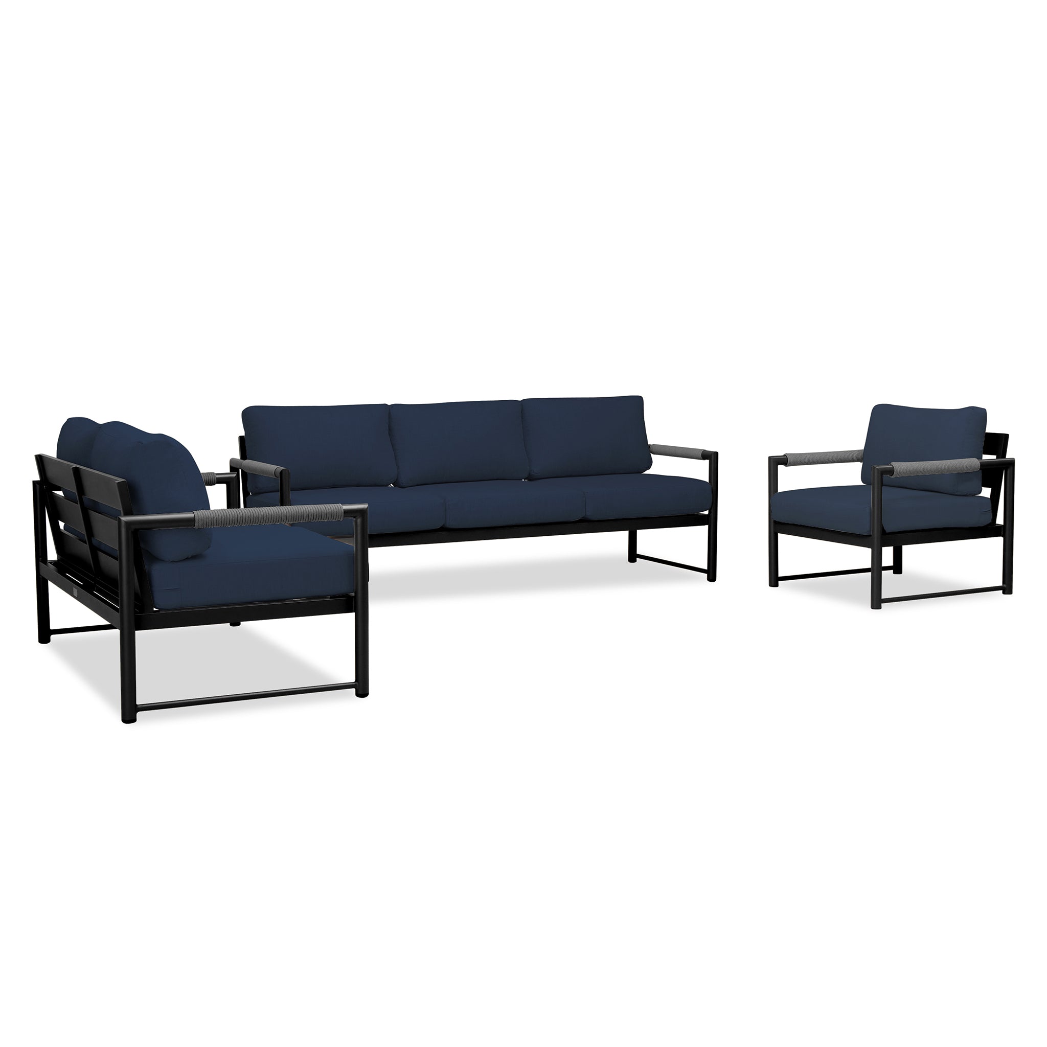 variant:Club Chair and Loveseat / Black/Carbon / Spectrum Indigo