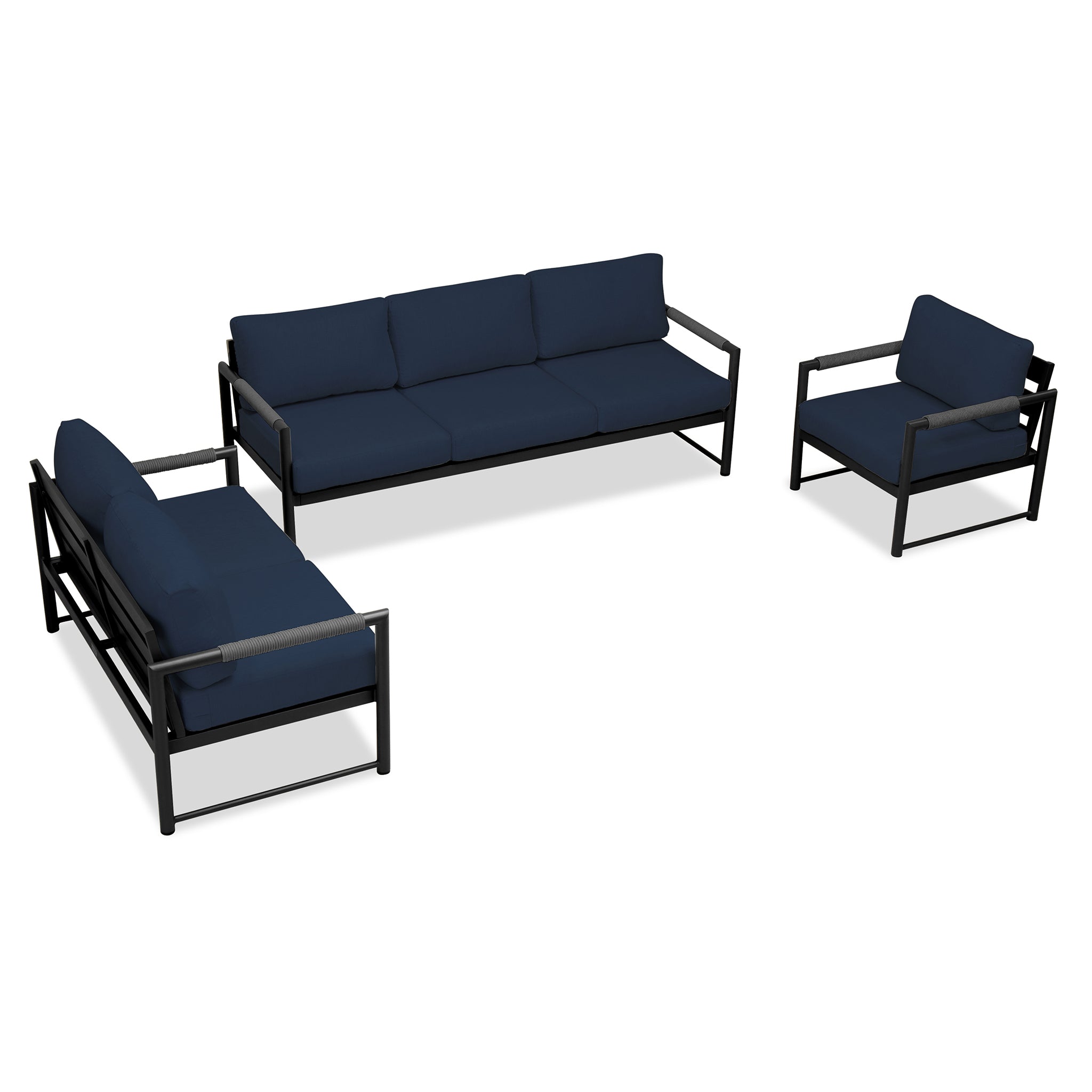 variant:Club Chair and Loveseat / Black/Carbon / Spectrum Indigo
