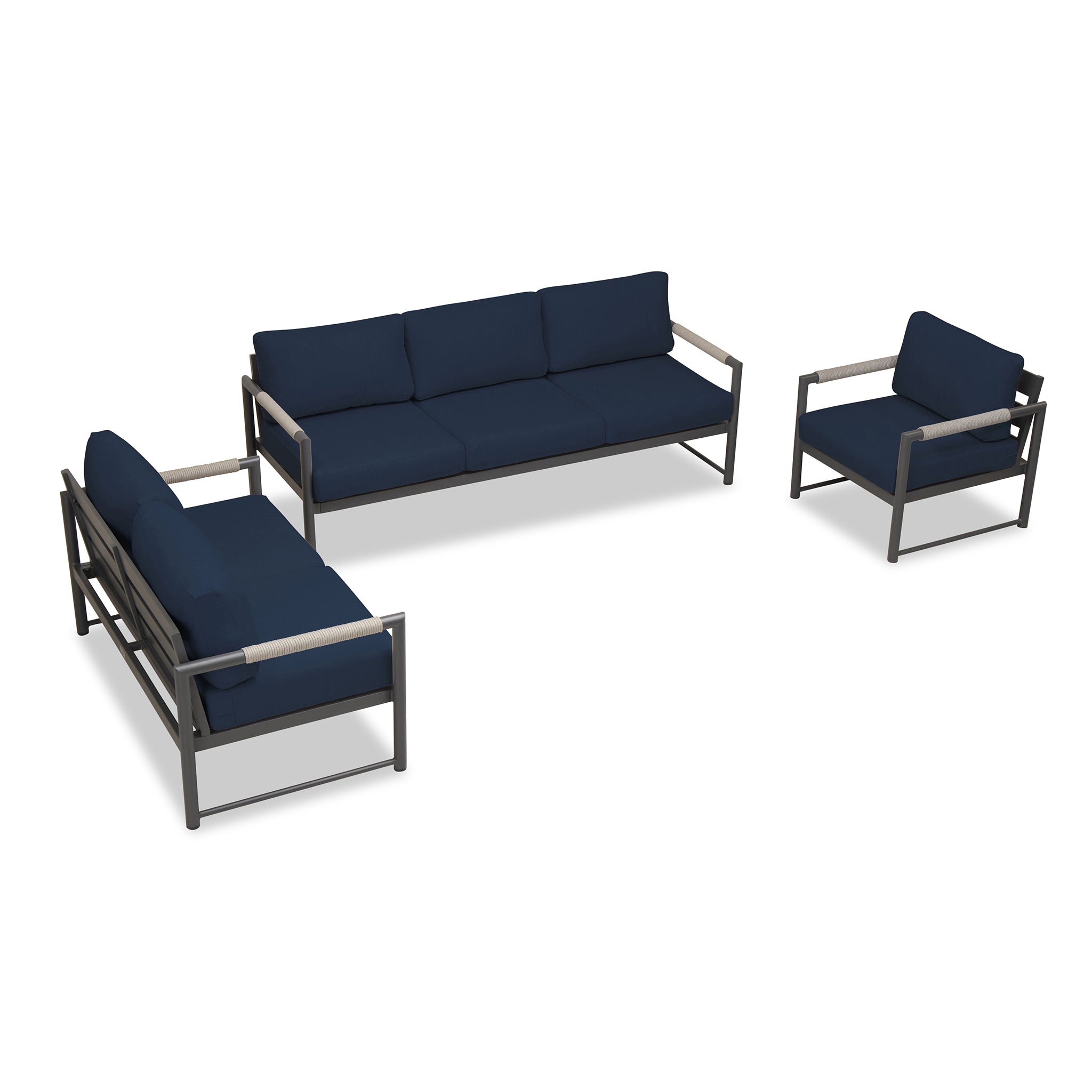 variant:Club Chair and Loveseat / Slate/Pebble Gray / Spectrum Indigo